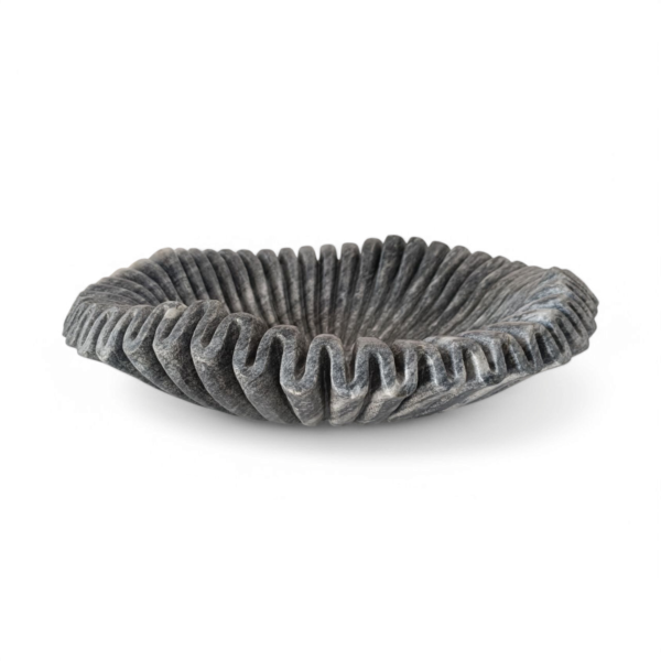18 Inch Decorative Black Marble Ribbed Wave Ruffle Fruit Bowl for Home Decor For a Housewarming Gift - Image 5