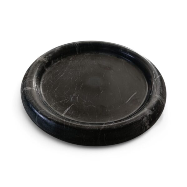 Beautiful Greyish Black Round Decorative Marble Vanity Tray, Serving Tray, Keys Jewellery Tray, Unique Tray Marble Platter Gift Home Decor - Image 4