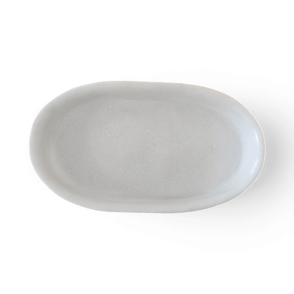 White Marble Simple Oval Shaped Decorative Fruit Bowl/Tray for Home, keeping small items, keys, perfumes, toiletries or Jewellery - Image 5