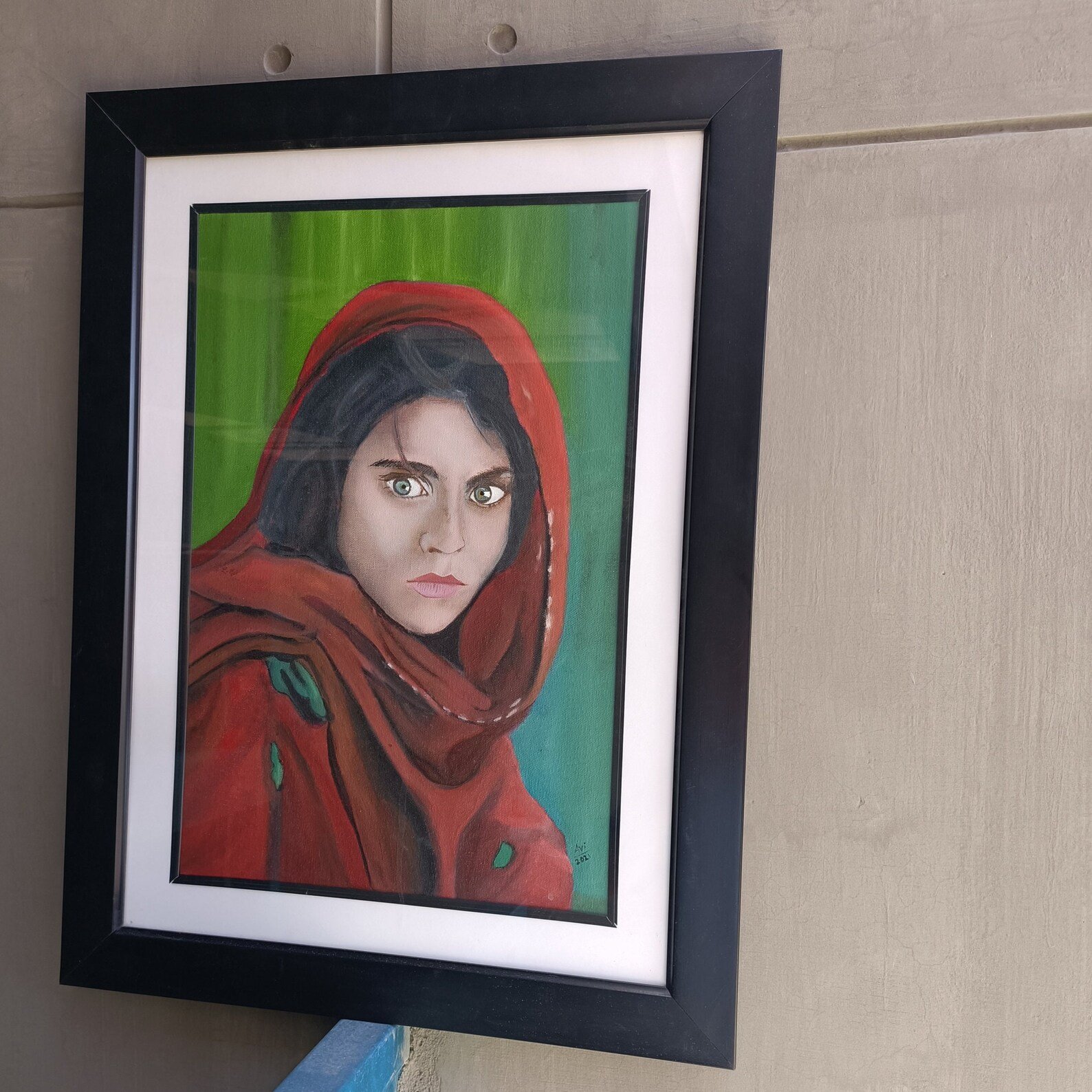 Afghan Girl Oil Painting on Canvas – 18x24 Inch Framed Artwork - Image 3