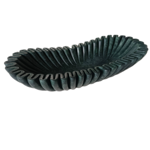 14 Inch Green Marble Ruffle Bowl – Scalloped Serving & Fruit Bowl