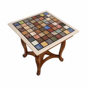 Handcrafted Multicolor Marble Mosaic Table Top | Square Inlay Stone Tabletop | Decorative Coffee & Side Table Top | Natural Stone Art