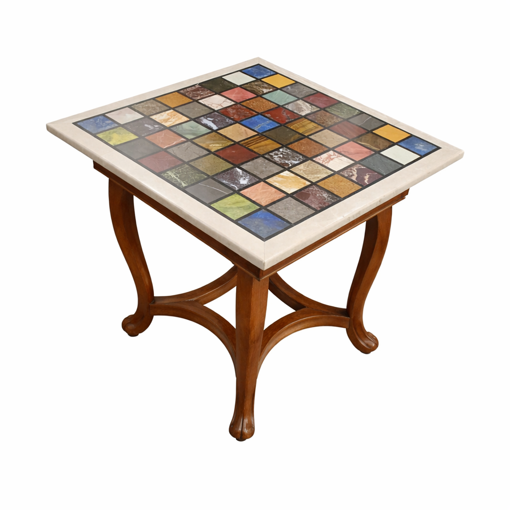Handcrafted Multicolor Marble Mosaic Table Top | Square Inlay Stone Tabletop | Decorative Coffee & Side Table Top | Natural Stone Art - Image 5