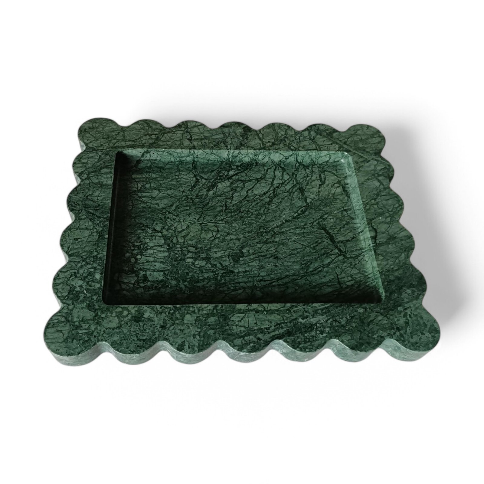 Green Marble Scalloped Serving Tray – 10 x 8 Inch - Image 3