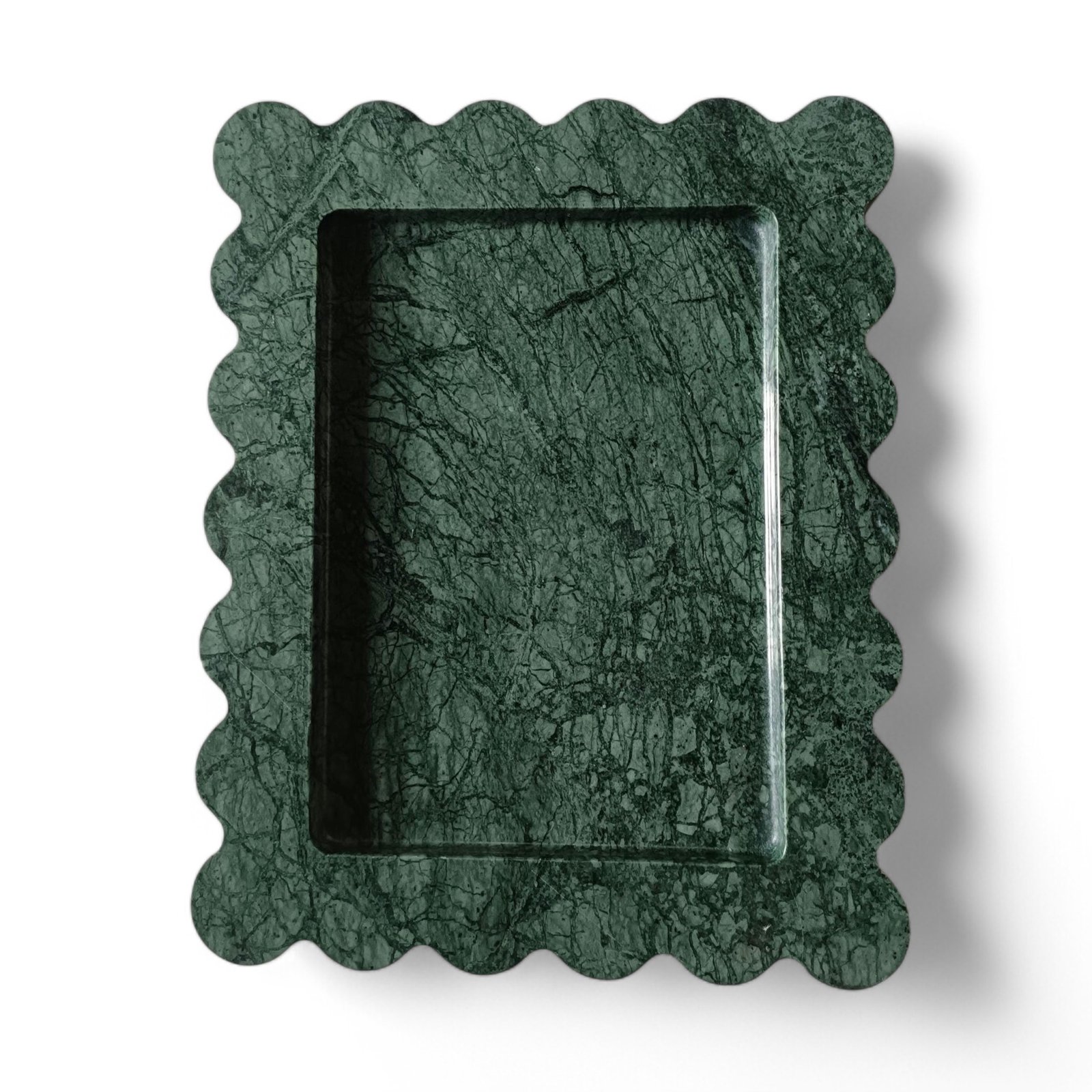 Green Marble Scalloped Serving Tray – 10 x 8 Inch - Image 4