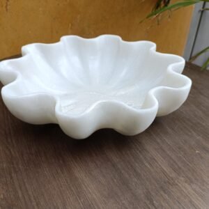 White Marble Petal Bowl – 12 Inch