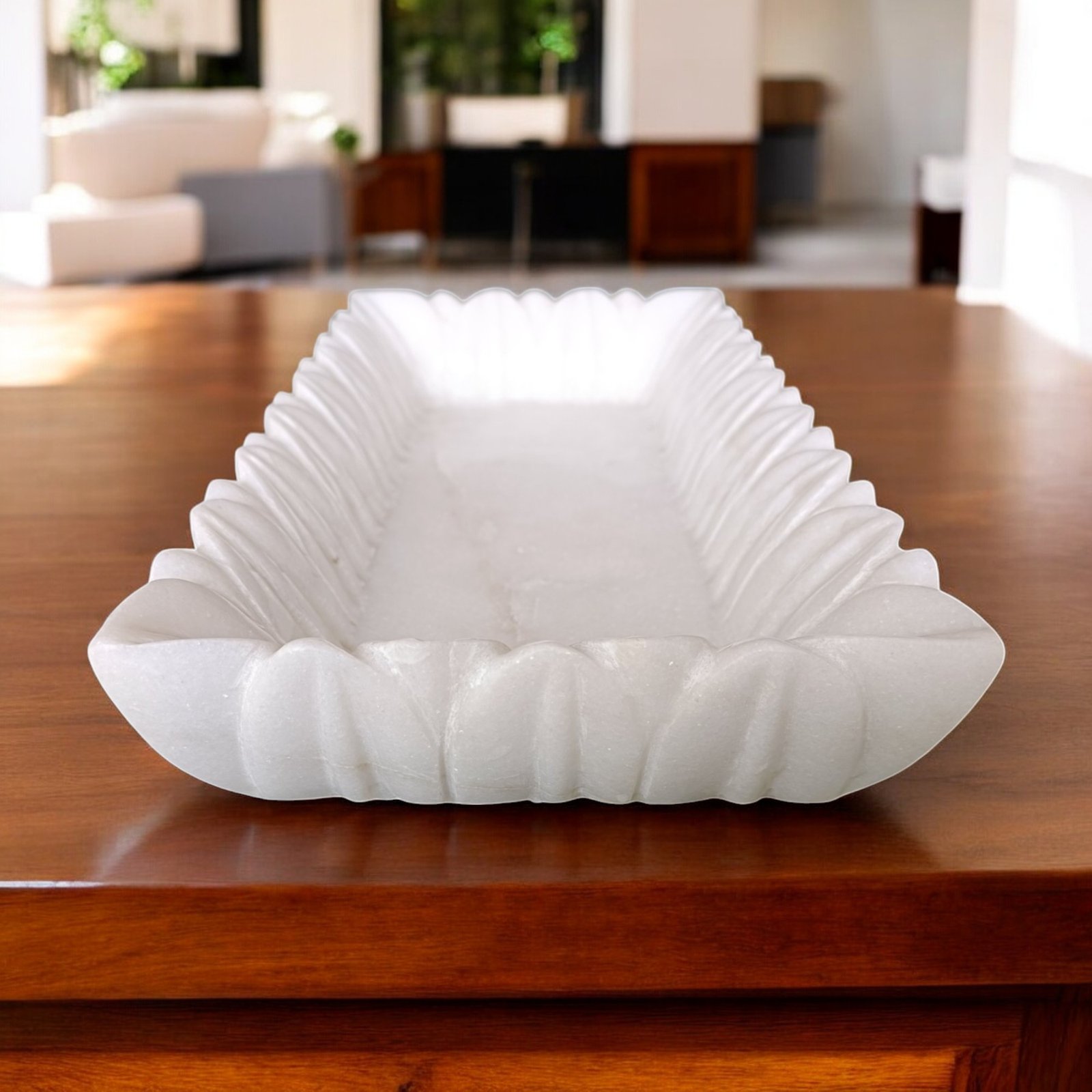 White Marble Ruffle Wave Serving Tray – 12×6 Inch - Image 3