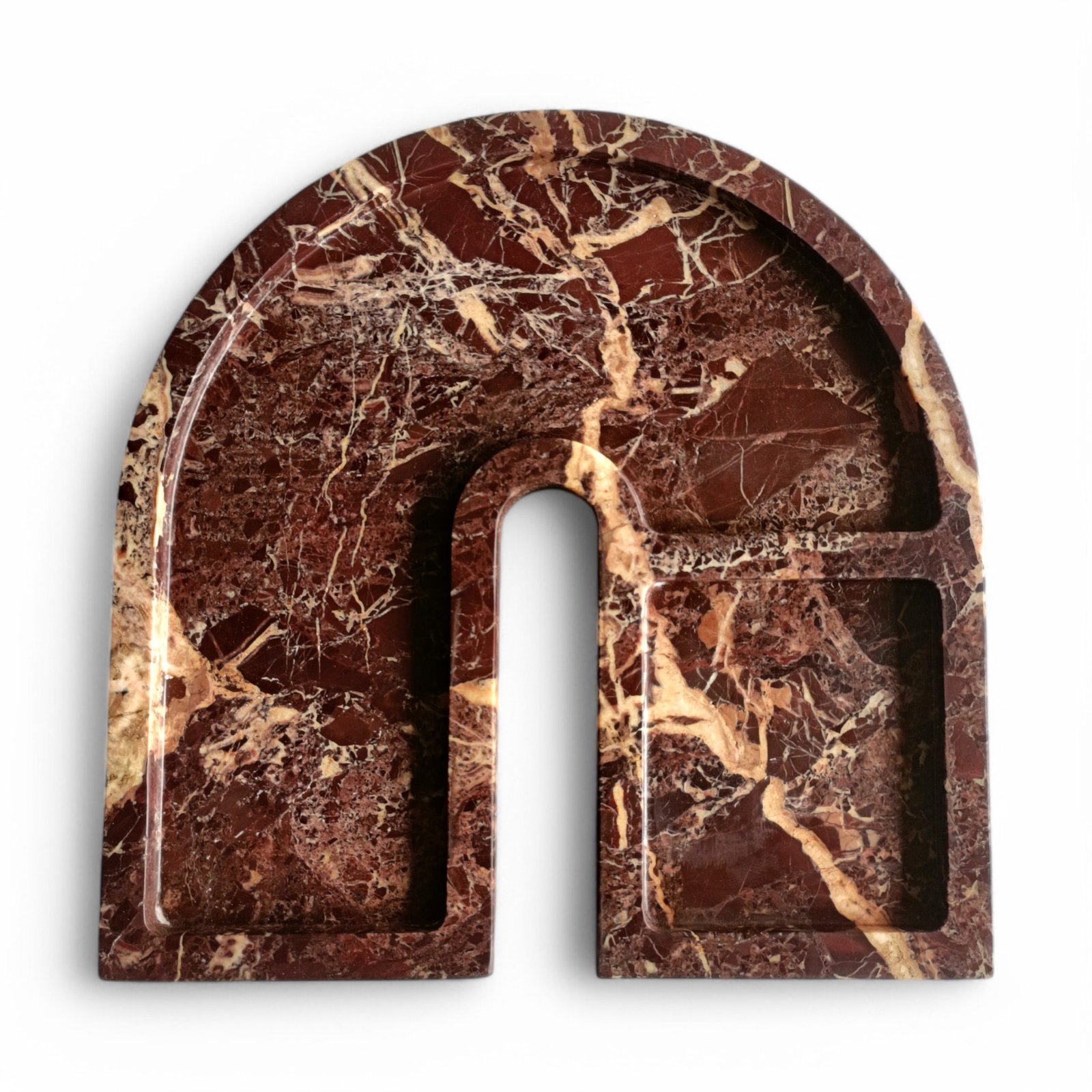 Handmade U-Shape Cherry Gold Marble Serving Tray – 9 Inch - Image 2