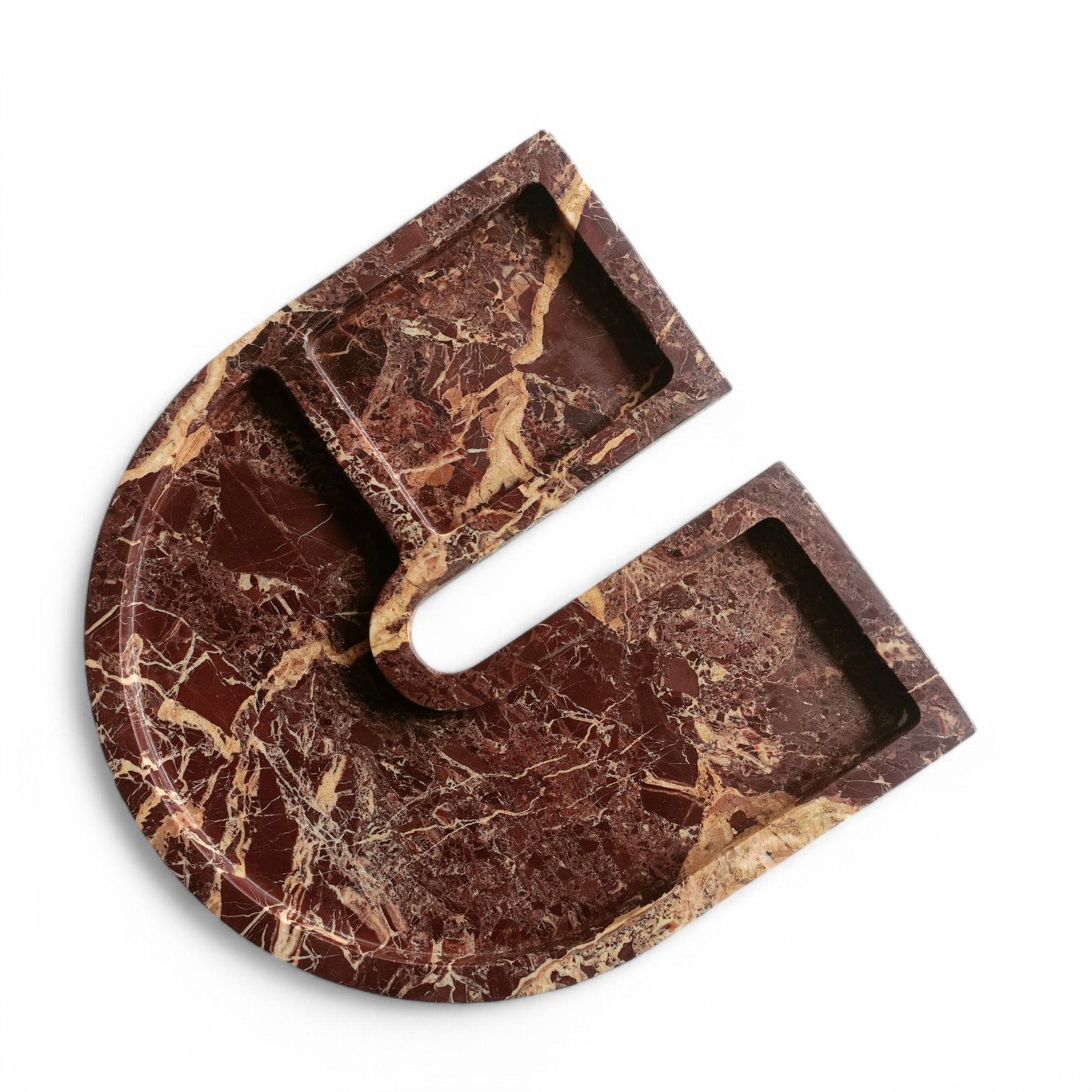 Handmade U-Shape Cherry Gold Marble Serving Tray – 9 Inch - Image 3