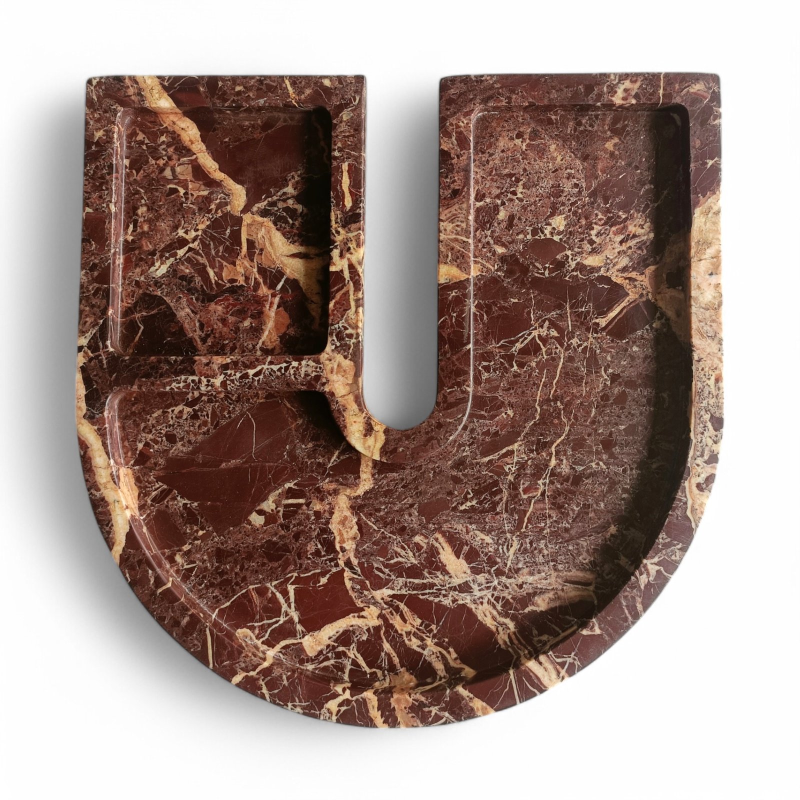 Handmade U-Shape Cherry Gold Marble Serving Tray – 9 Inch