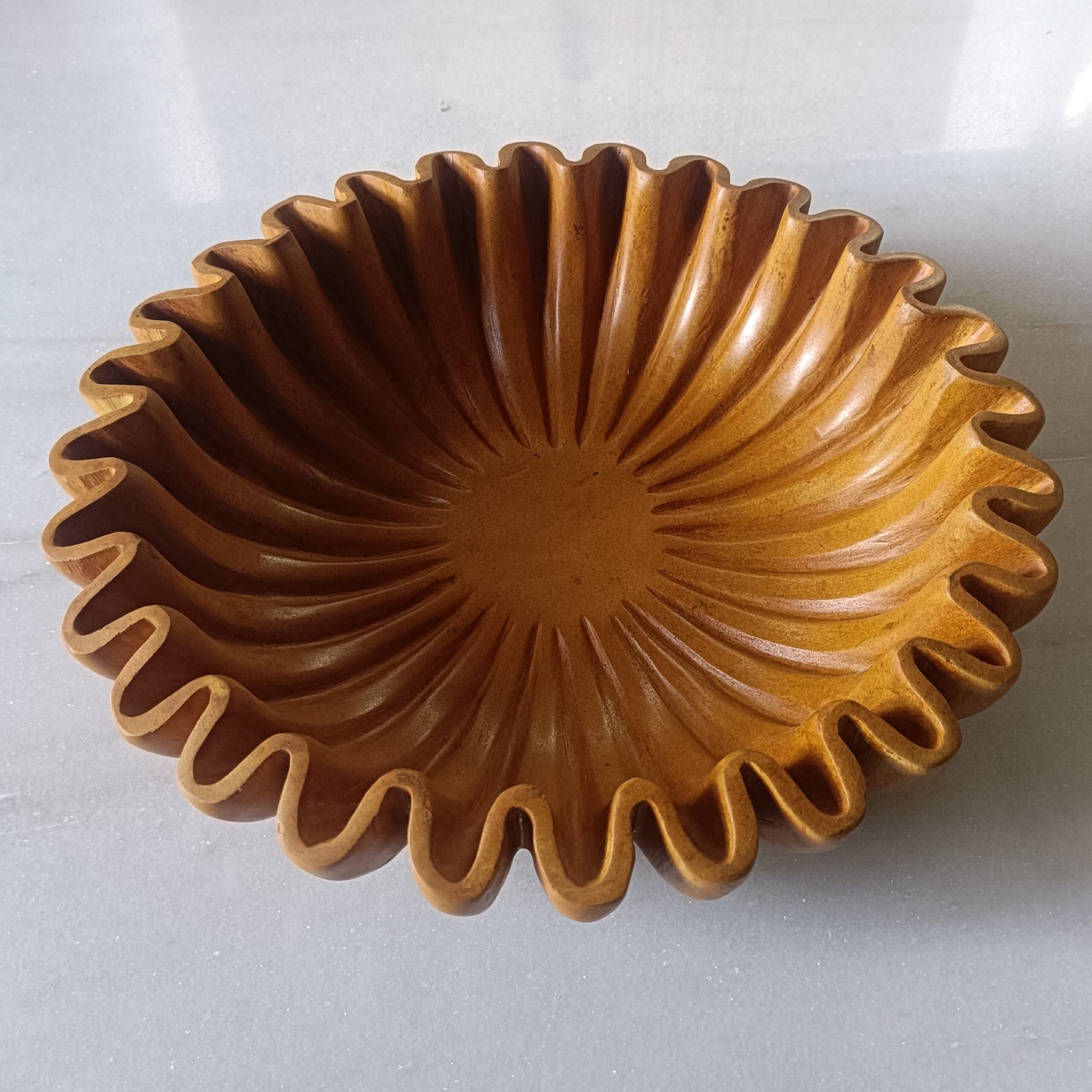 Jaisalmer Yellow Ribbed Wave Marble Bowl 12 Inch - Image 2