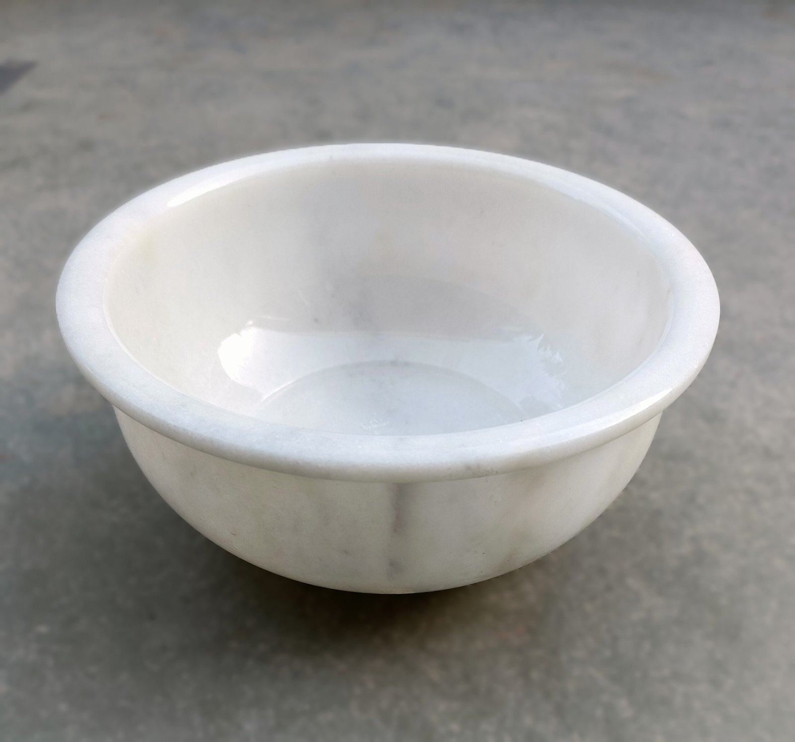 White Polished Minimalist Marble Fruit Bowl - 7 Inch - Image 3