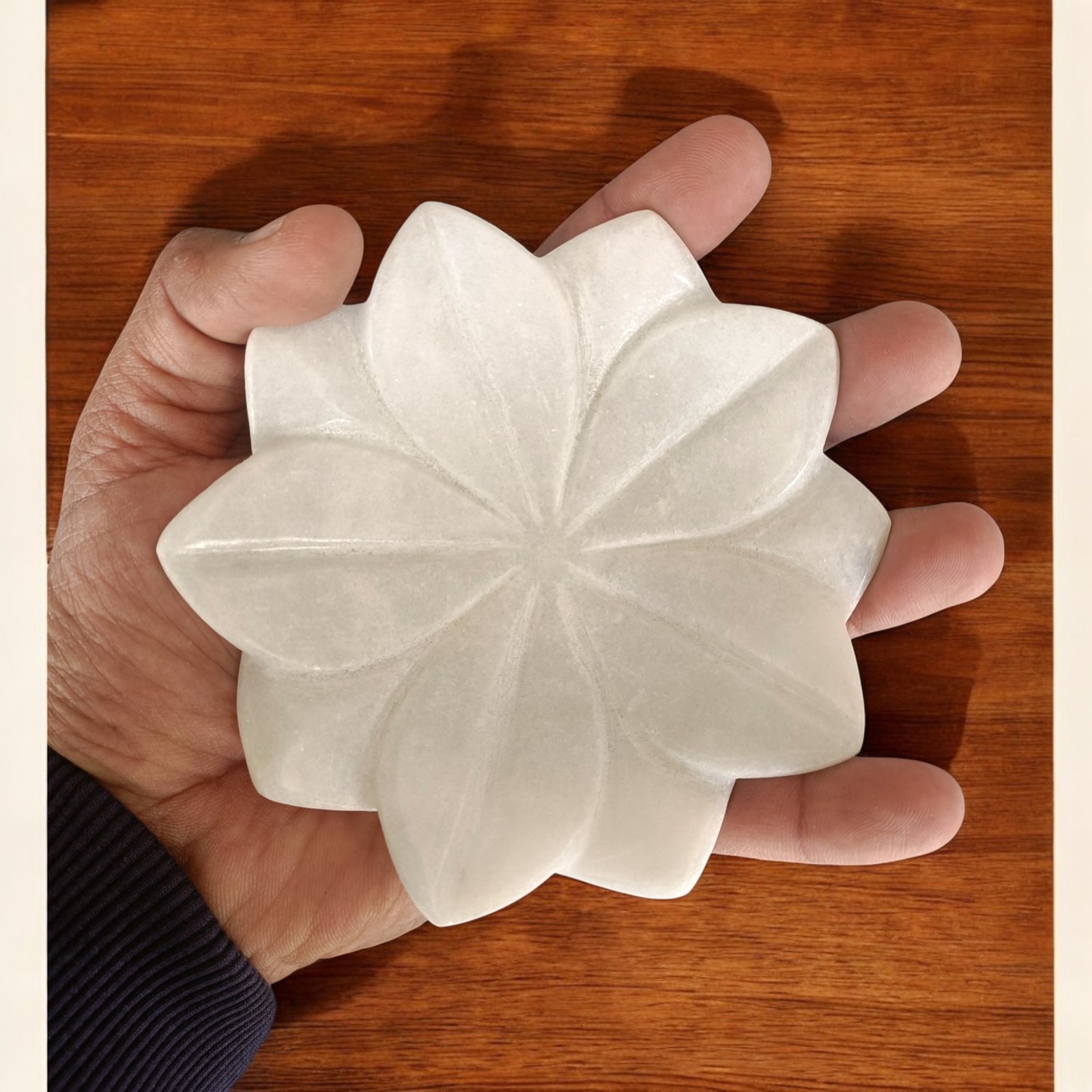 Snow White Sunburst Ribbed Marble Decorative Bowl - 5 Inch