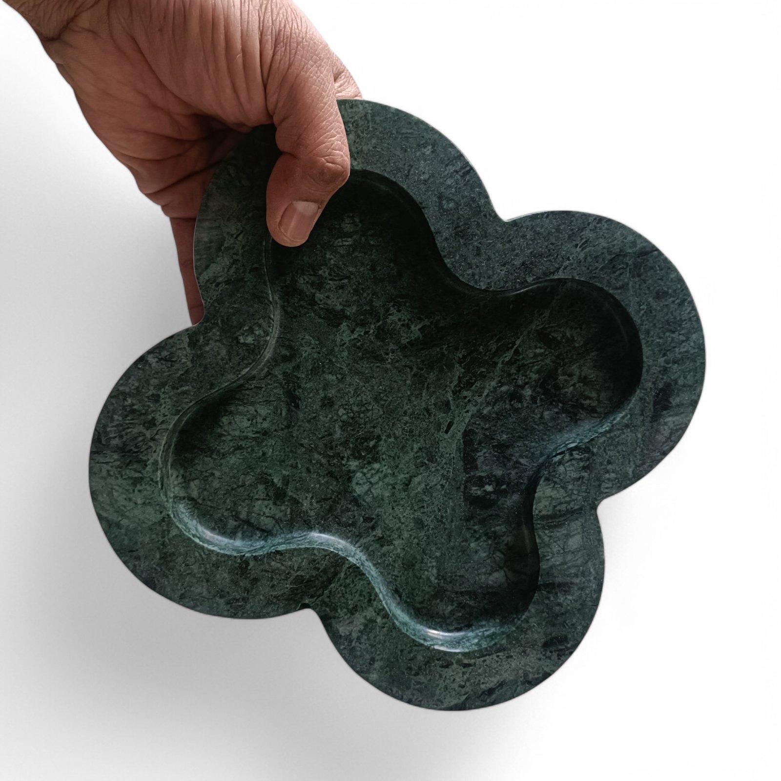 Handmade Green Marble Plus-Shape Serving Tray – 9 Inch - Image 7