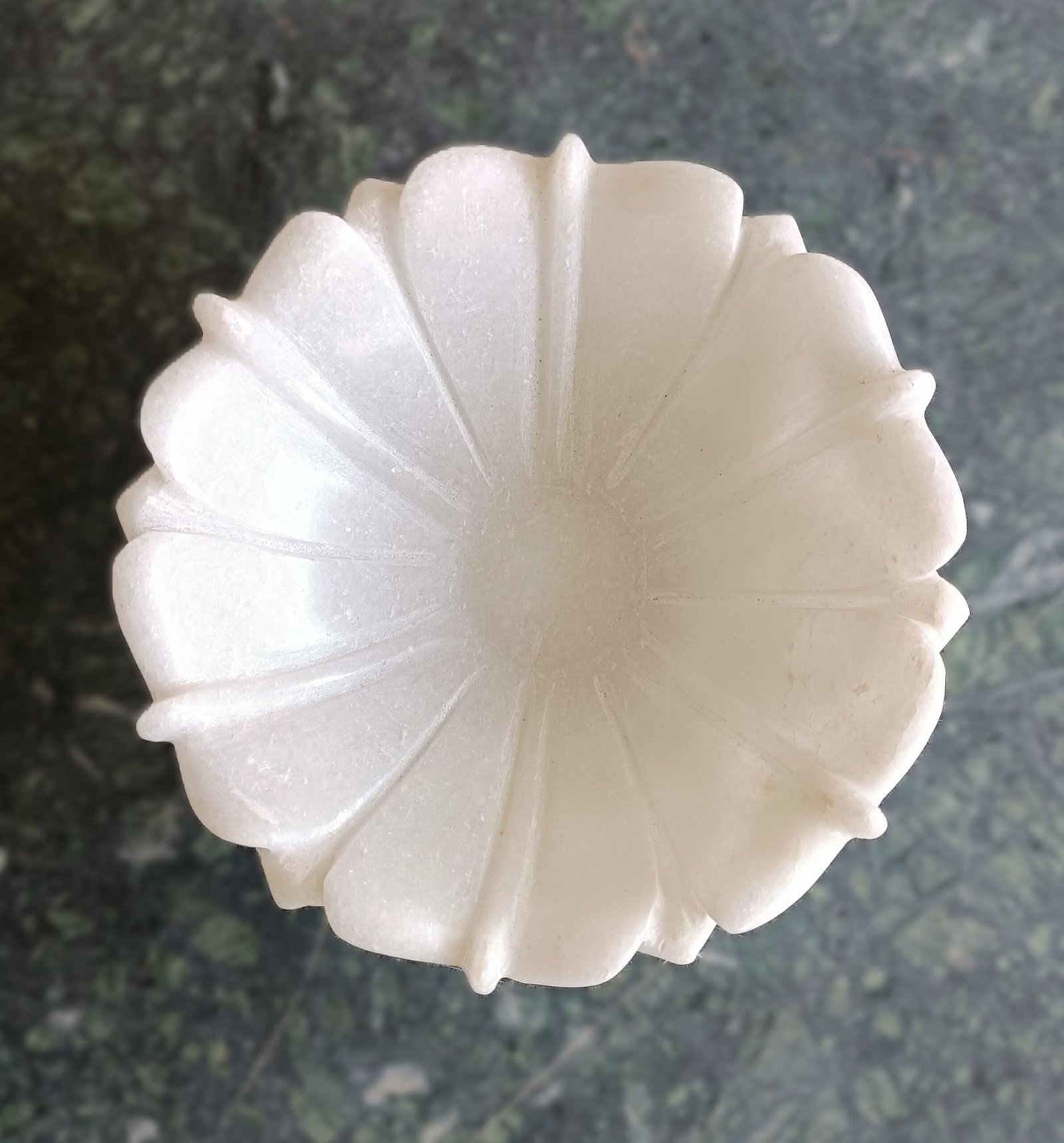 Snow White Fluted Blossom Marble Decorative Bowl - 6 Inch