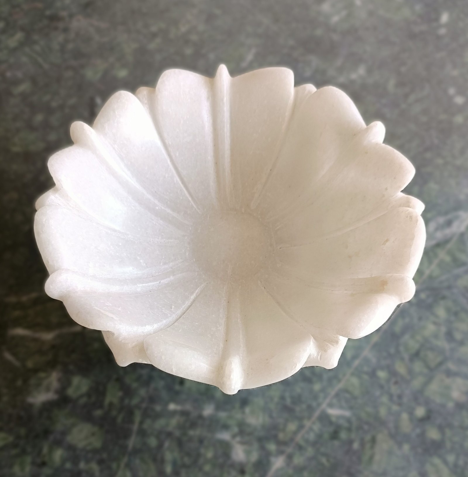Snow White Fluted Blossom Marble Decorative Bowl - 6 Inch - Image 5