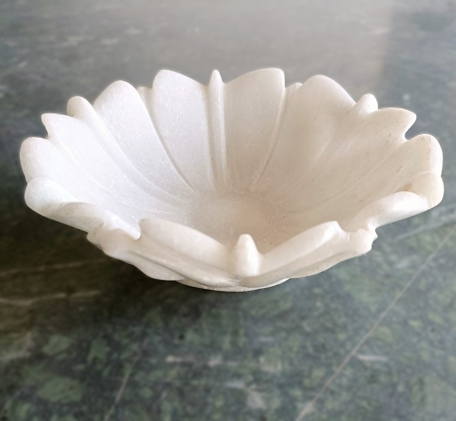Snow White Fluted Blossom Marble Decorative Bowl - 6 Inch - Image 3