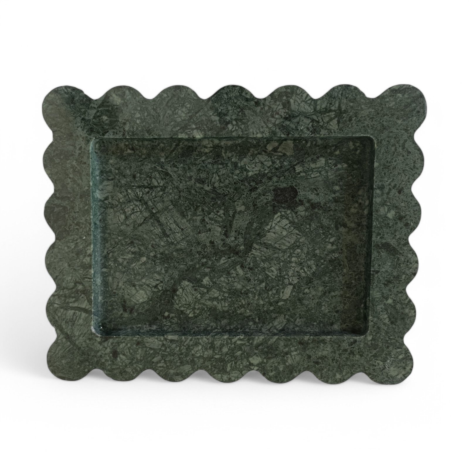 Green Marble Scalloped Serving Tray – 10 x 8 Inch