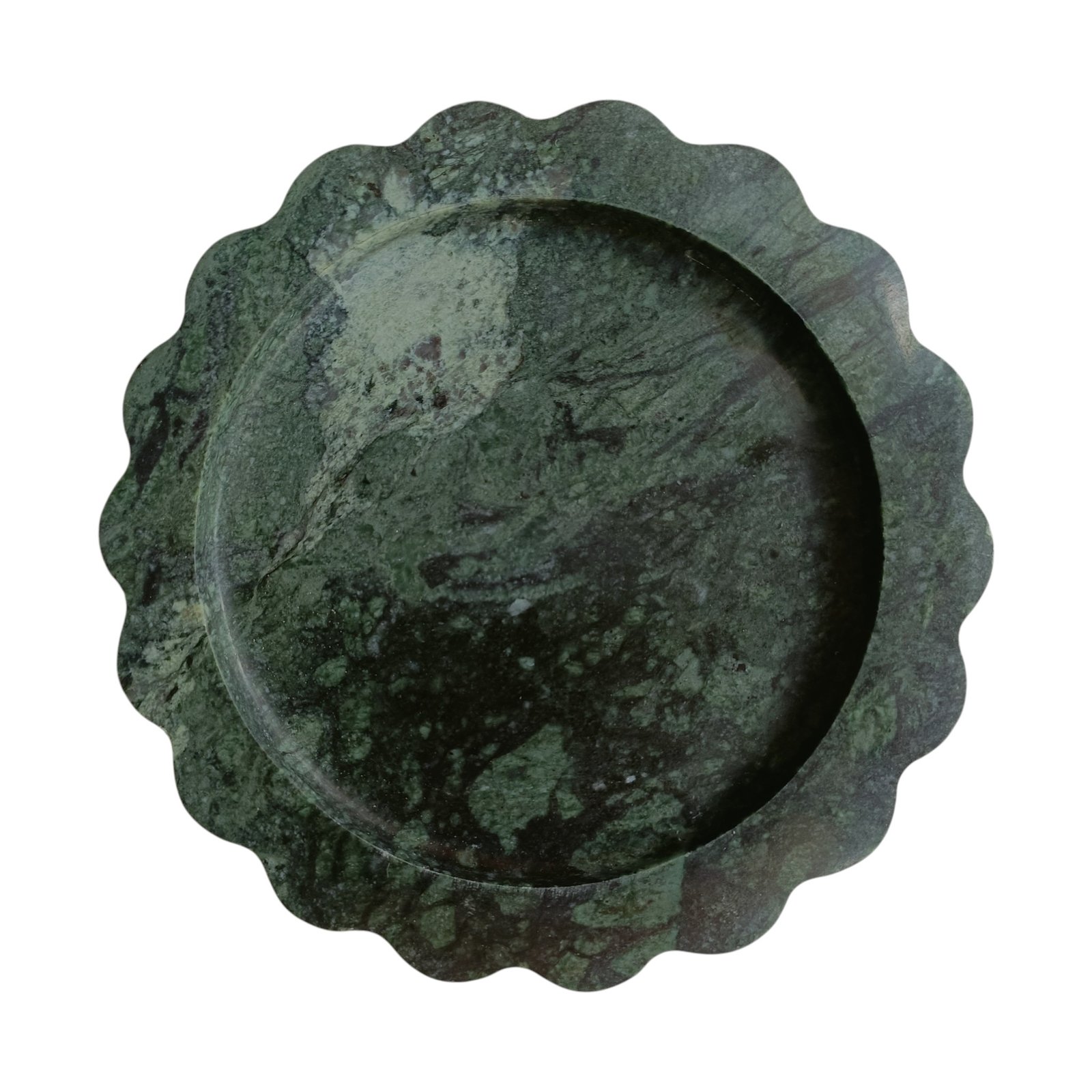 Green Marble Serving Tray – 6 Inch Round Scalloped - Image 2