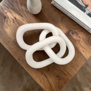 White Marble Three Link Decorative Chain – Rectangular Oval Design (14 Inch)