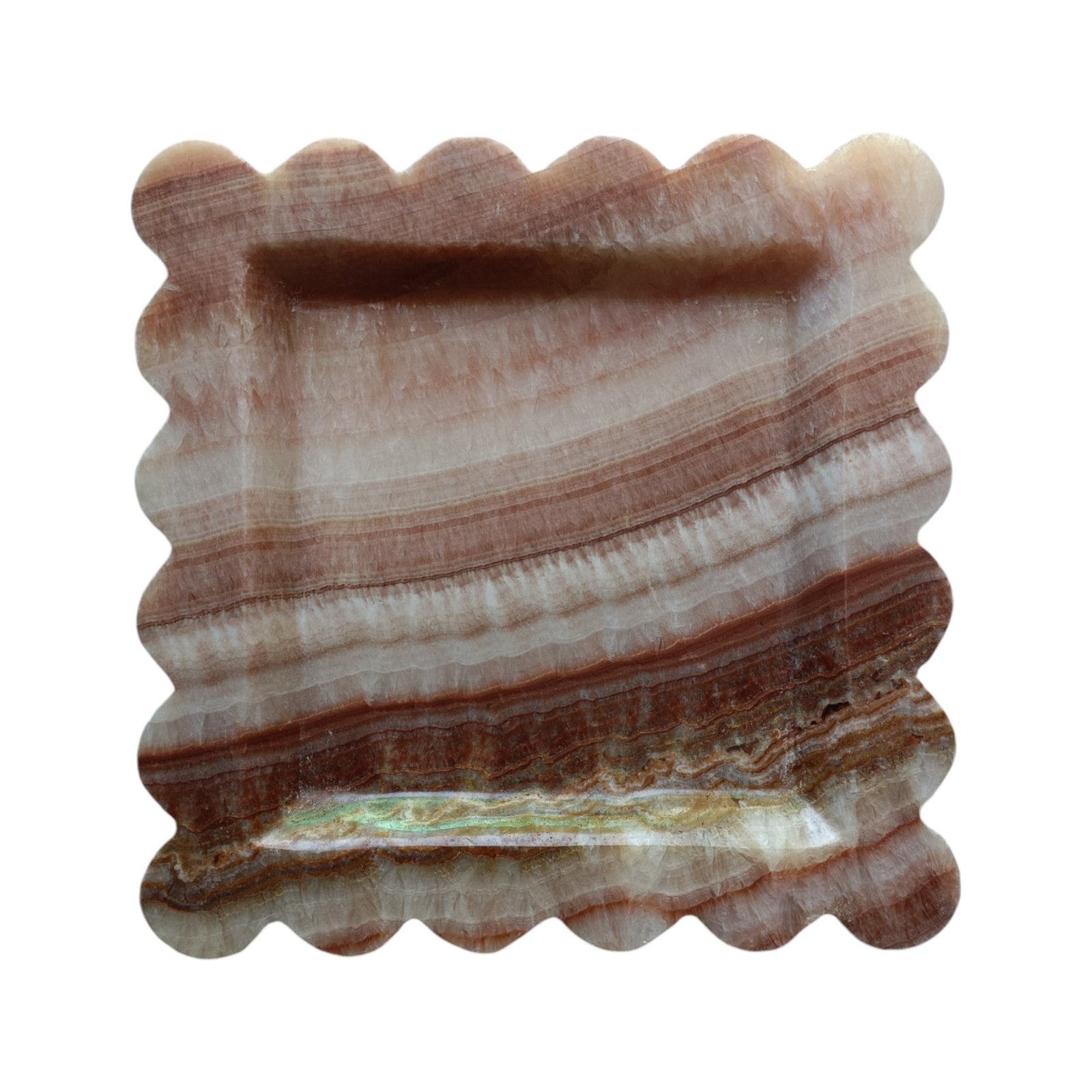 Onyx Marble Serving Tray – 8 Inch Square Scalloped