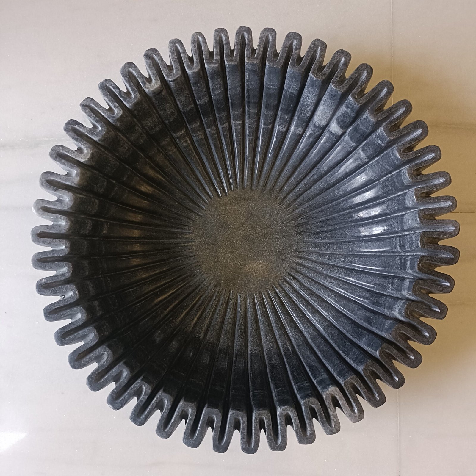 Black Sunburst Fluted Marble Fruit Bowl - 18 Inch - Image 4