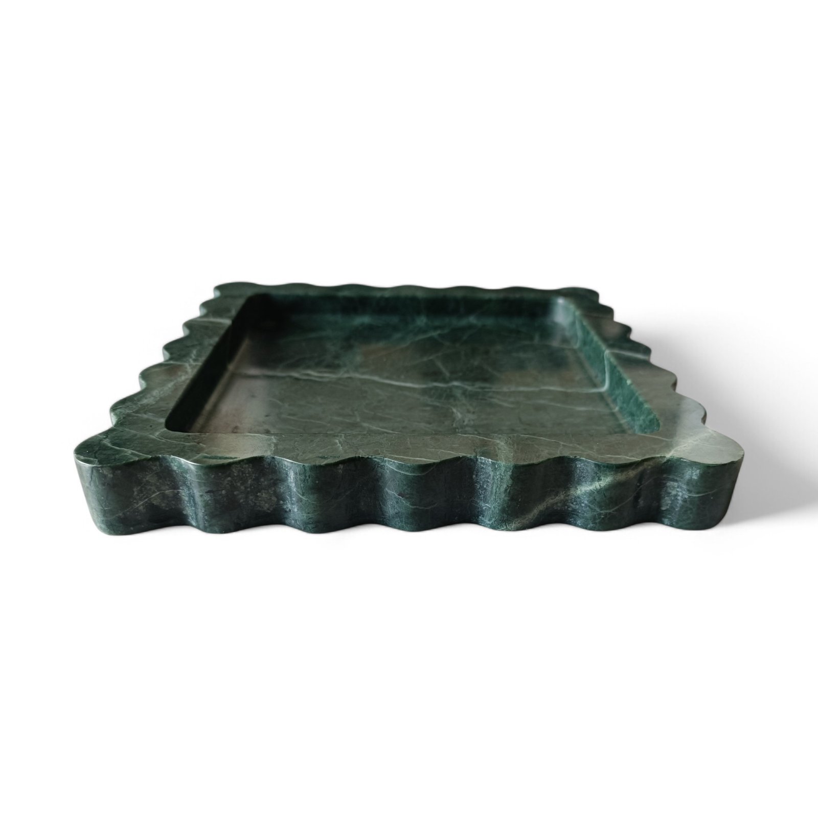 Green Marble Vanity Tray – 6 Inch Scalloped Decorative Platter - Image 2