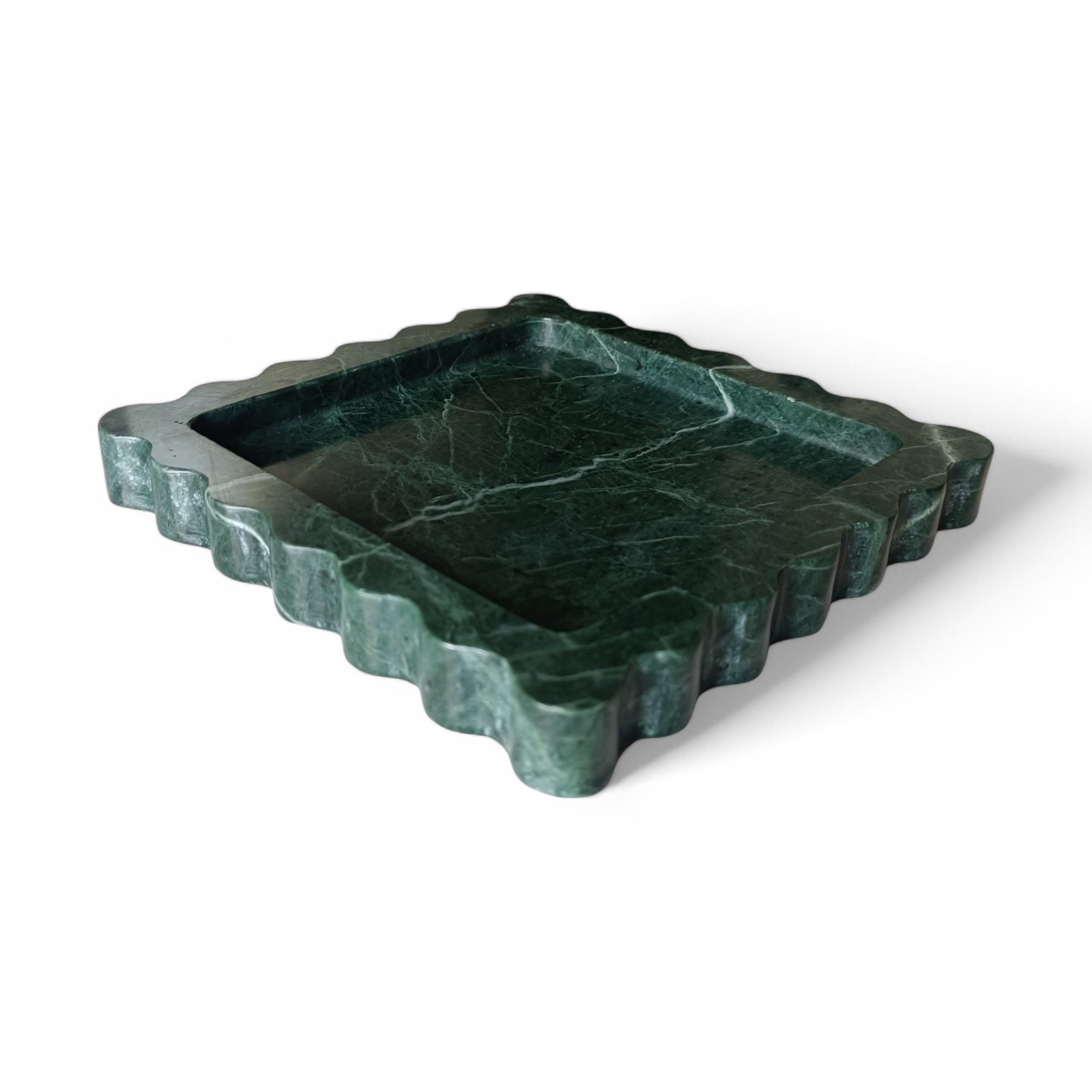 Green Marble Vanity Tray – 6 Inch Scalloped Decorative Platter - Image 3
