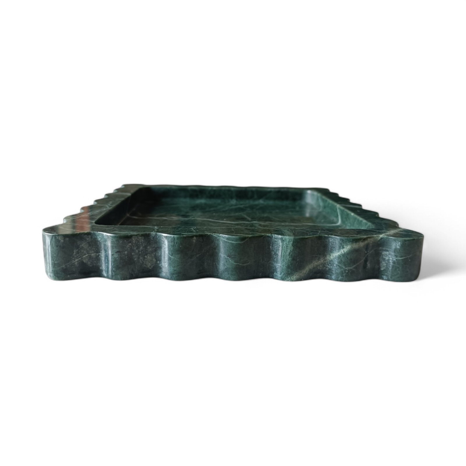 Green Marble Vanity Tray – 6 Inch Scalloped Decorative Platter - Image 4