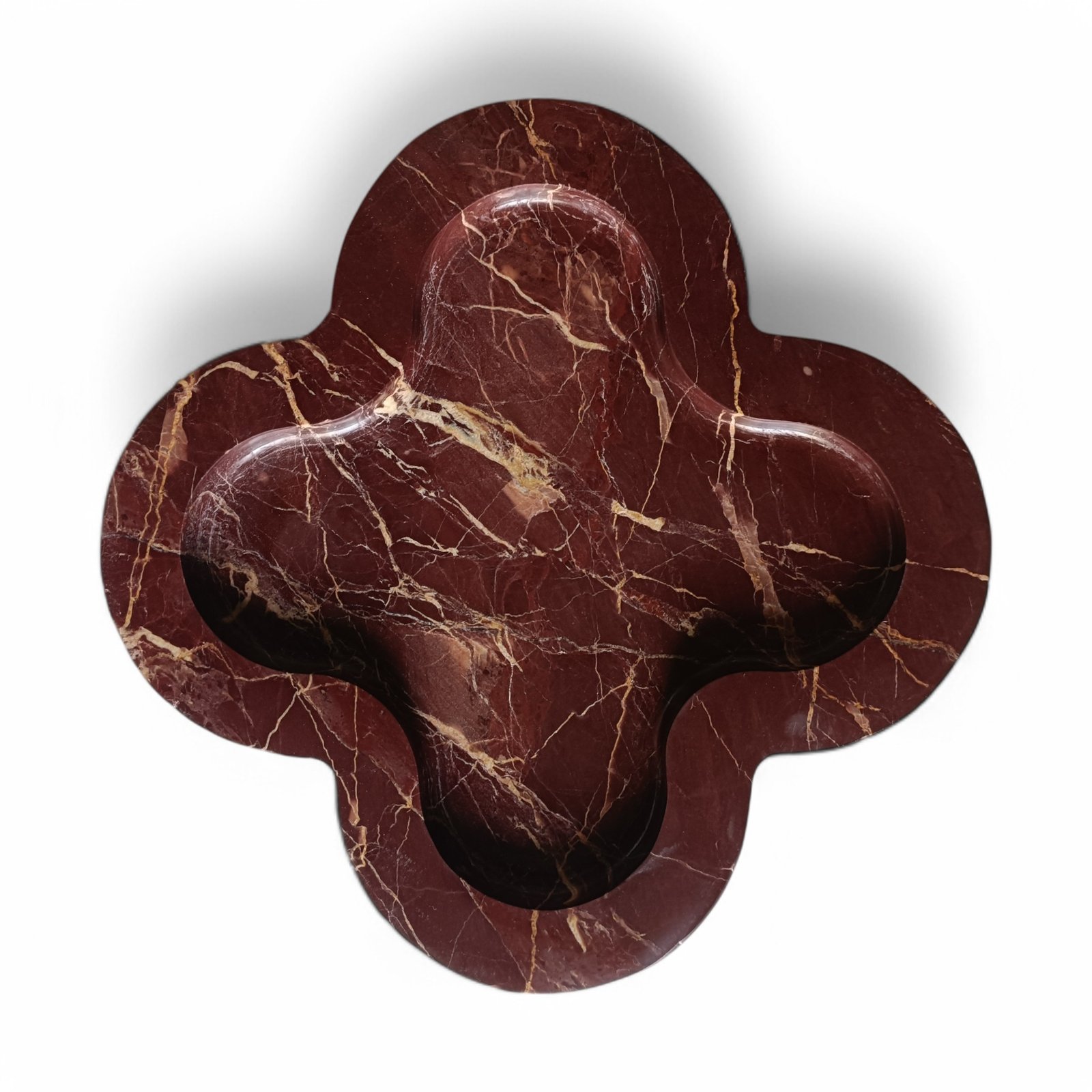 Cherry Stone Plus-Shape Marble Serving Tray – 9 Inch