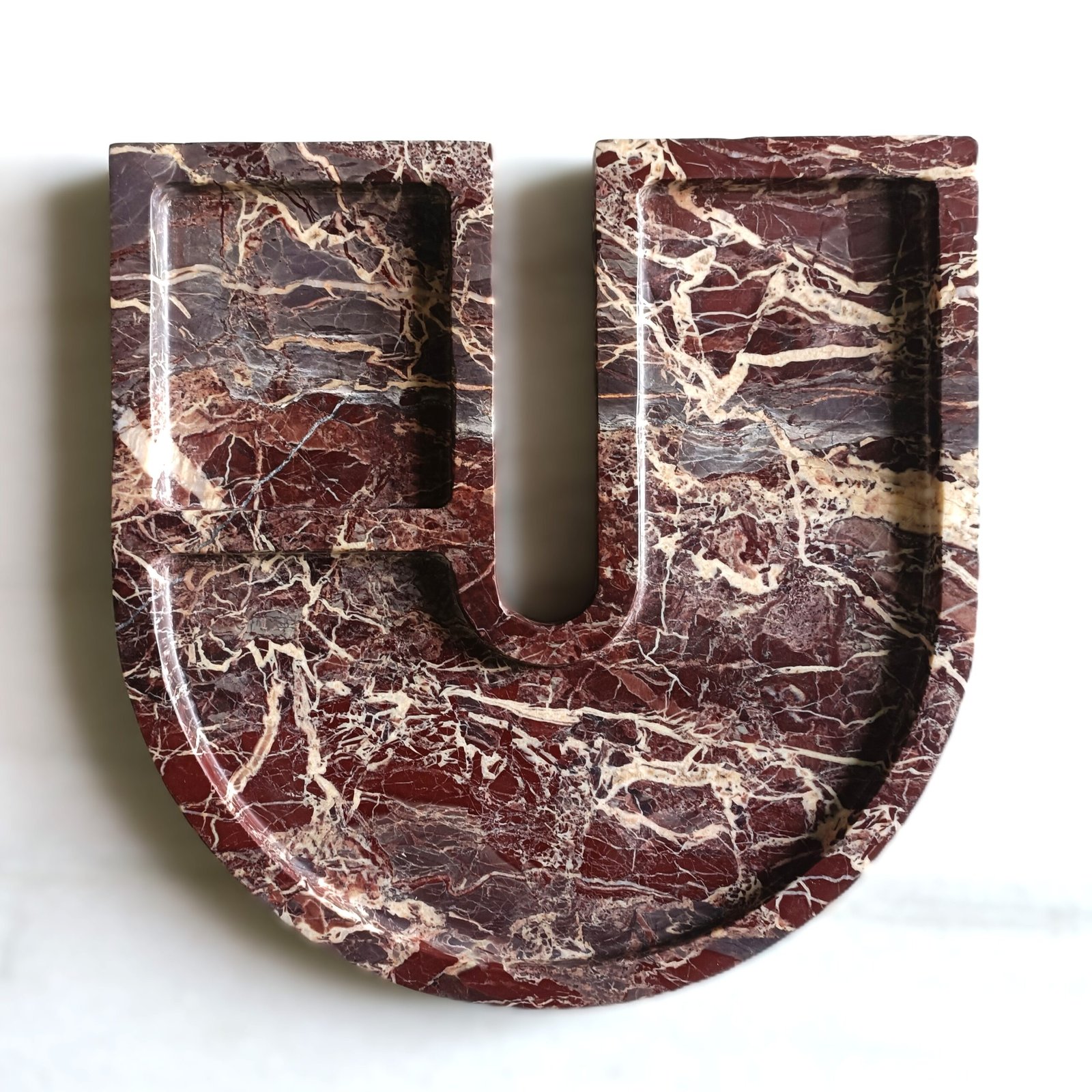 Handmade U-Shape Cherry Stone Marble Tray – 11 Inch Vanity Platter