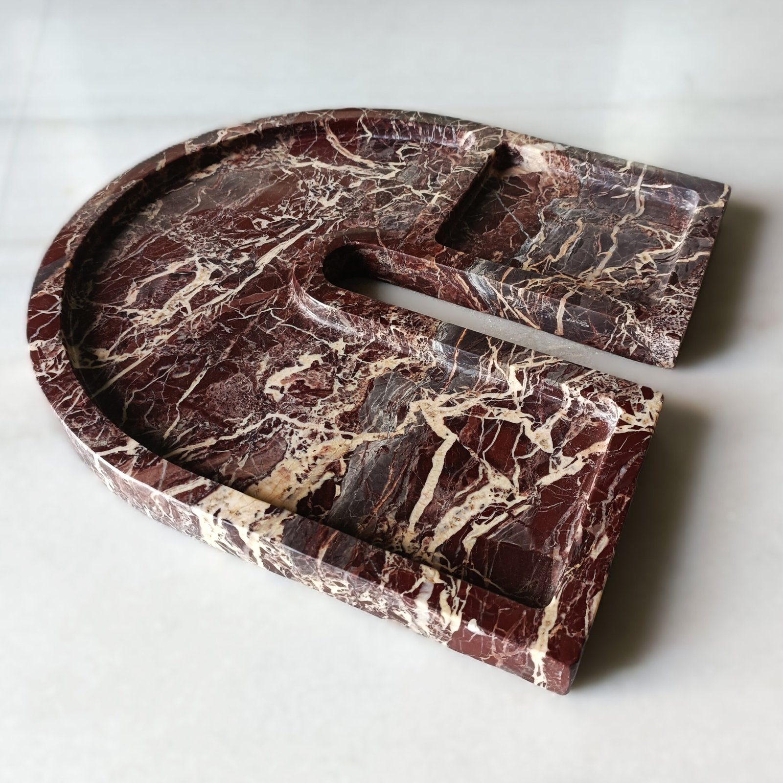 Handmade U-Shape Cherry Stone Marble Tray – 11 Inch Vanity Platter - Image 4