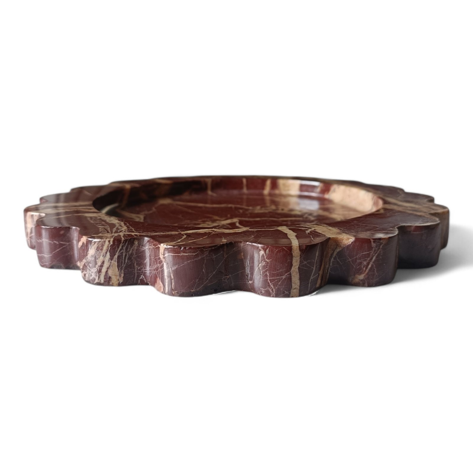 Cherry Stone Marble Serving Tray – 8 Inch Round Scalloped - Image 5