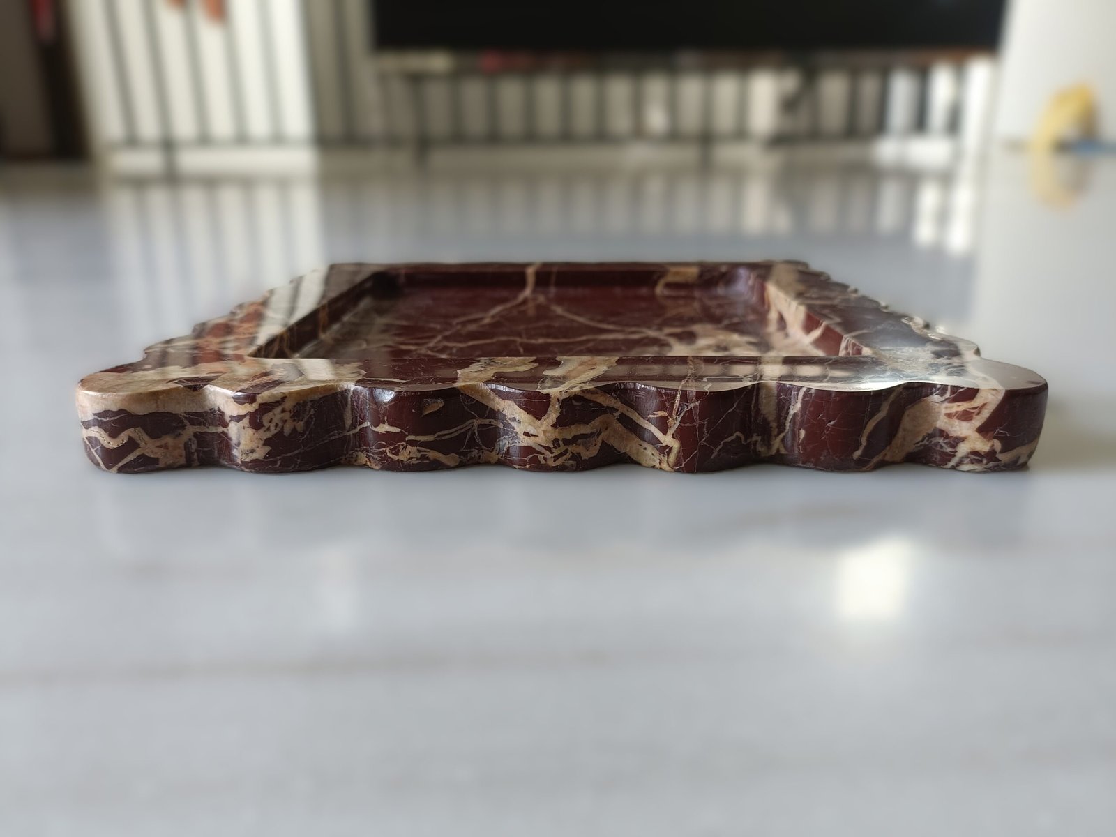 Cherry Stone Marble Serving Tray – 8 Inch Scalloped Decor - Image 6