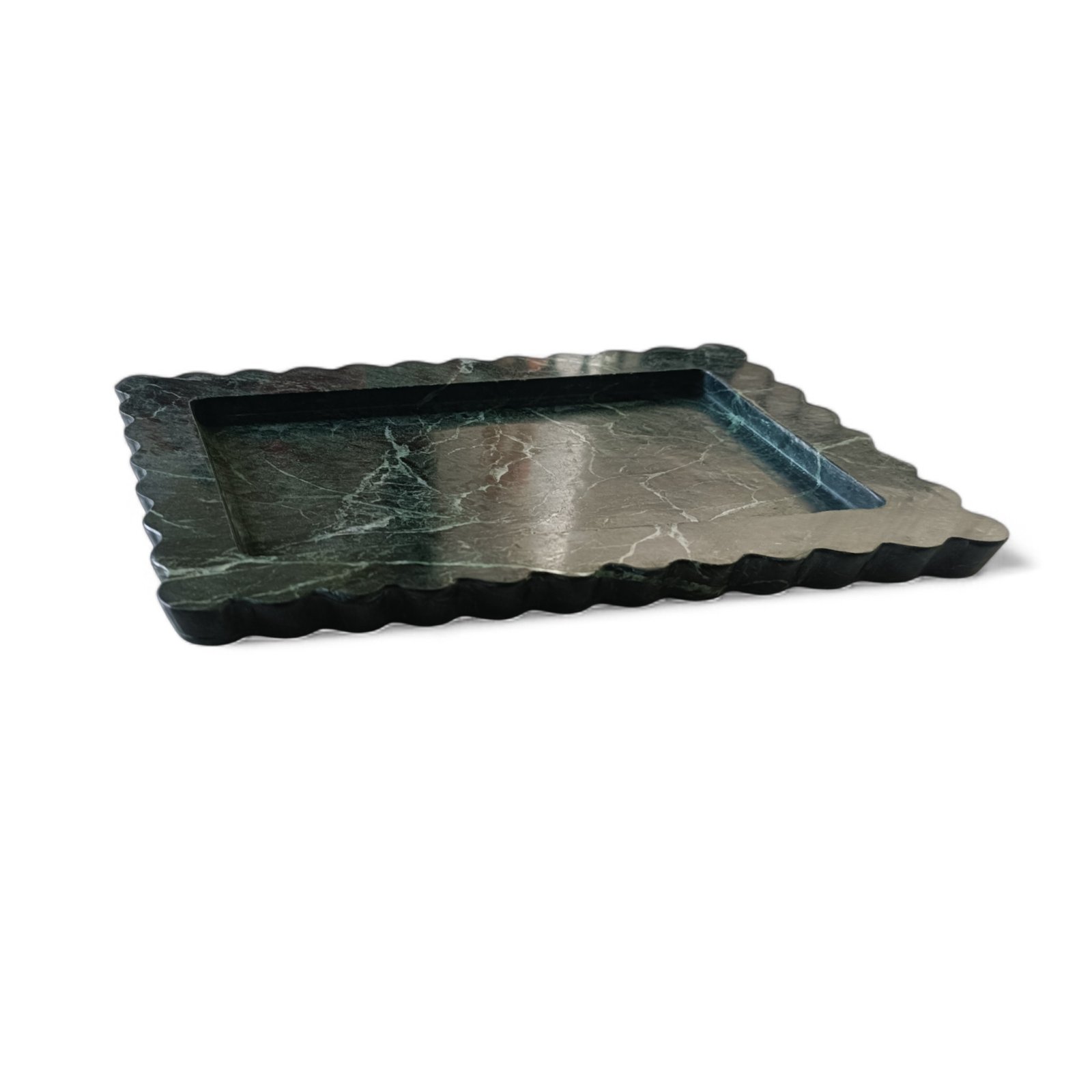 Green Marble Scalloped Serving Tray – 12×8 Inch - Image 3