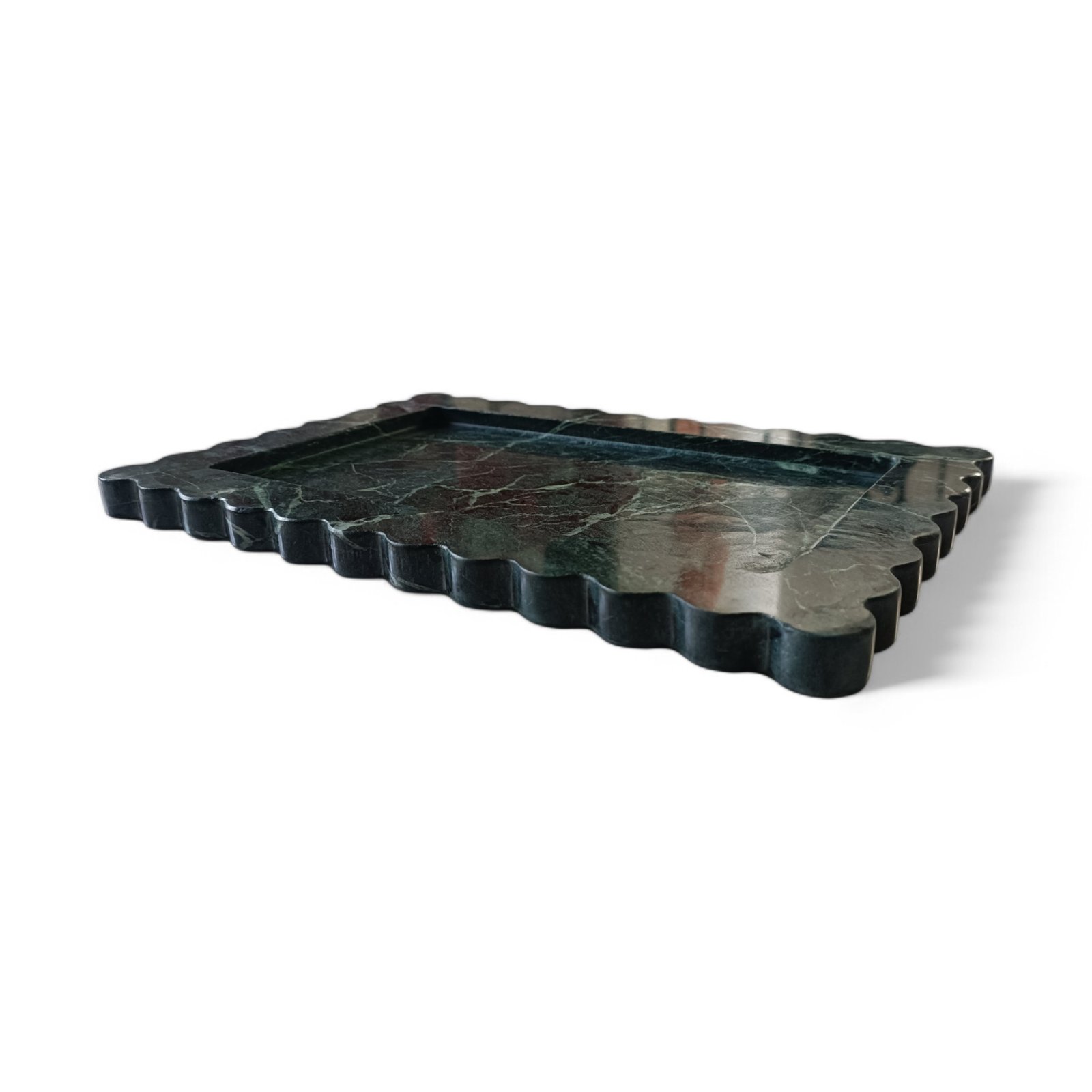 Green Marble Scalloped Serving Tray – 12×8 Inch - Image 5
