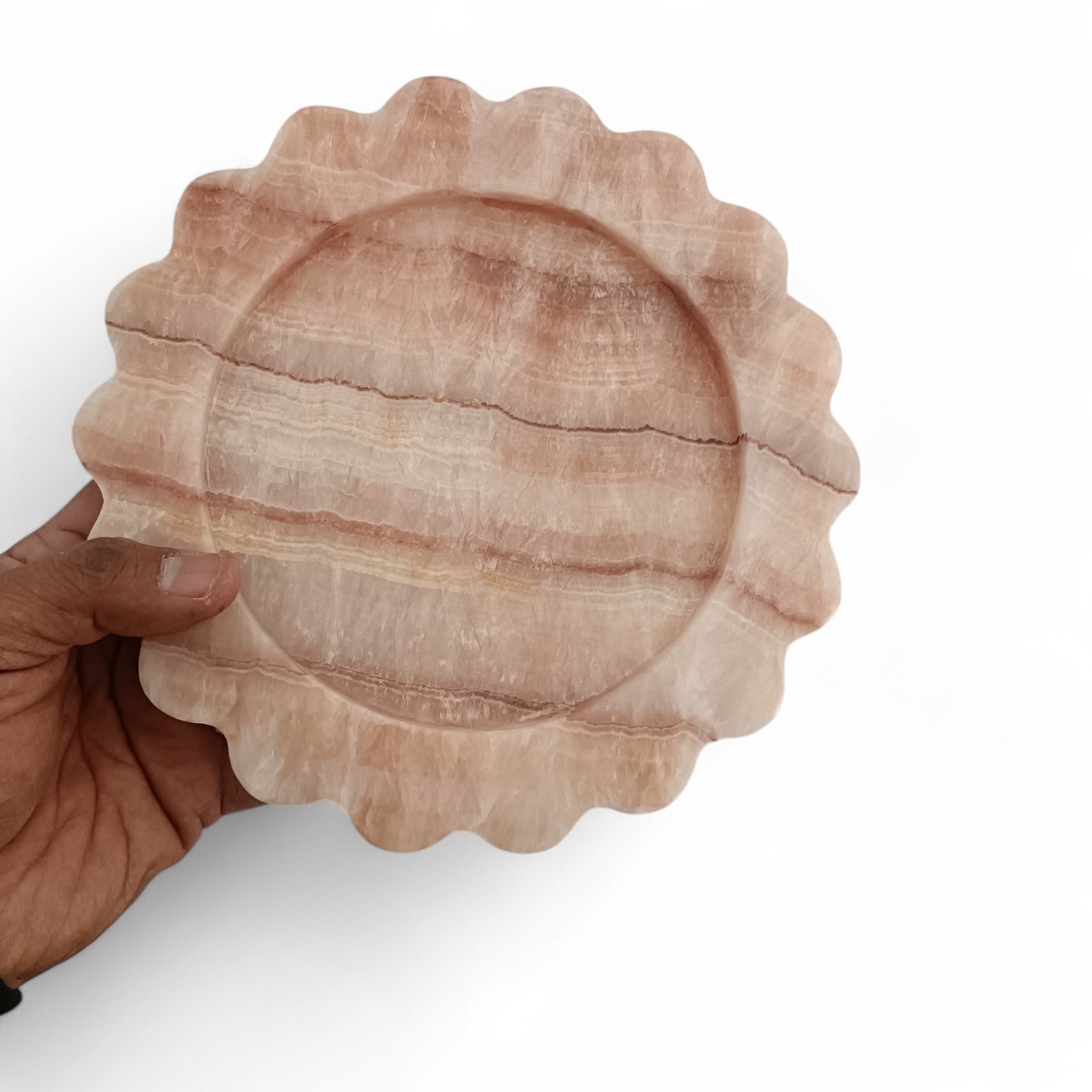 Onyx Marble Serving Tray – 8 Inch Scalloped Decorative Tray - Image 3