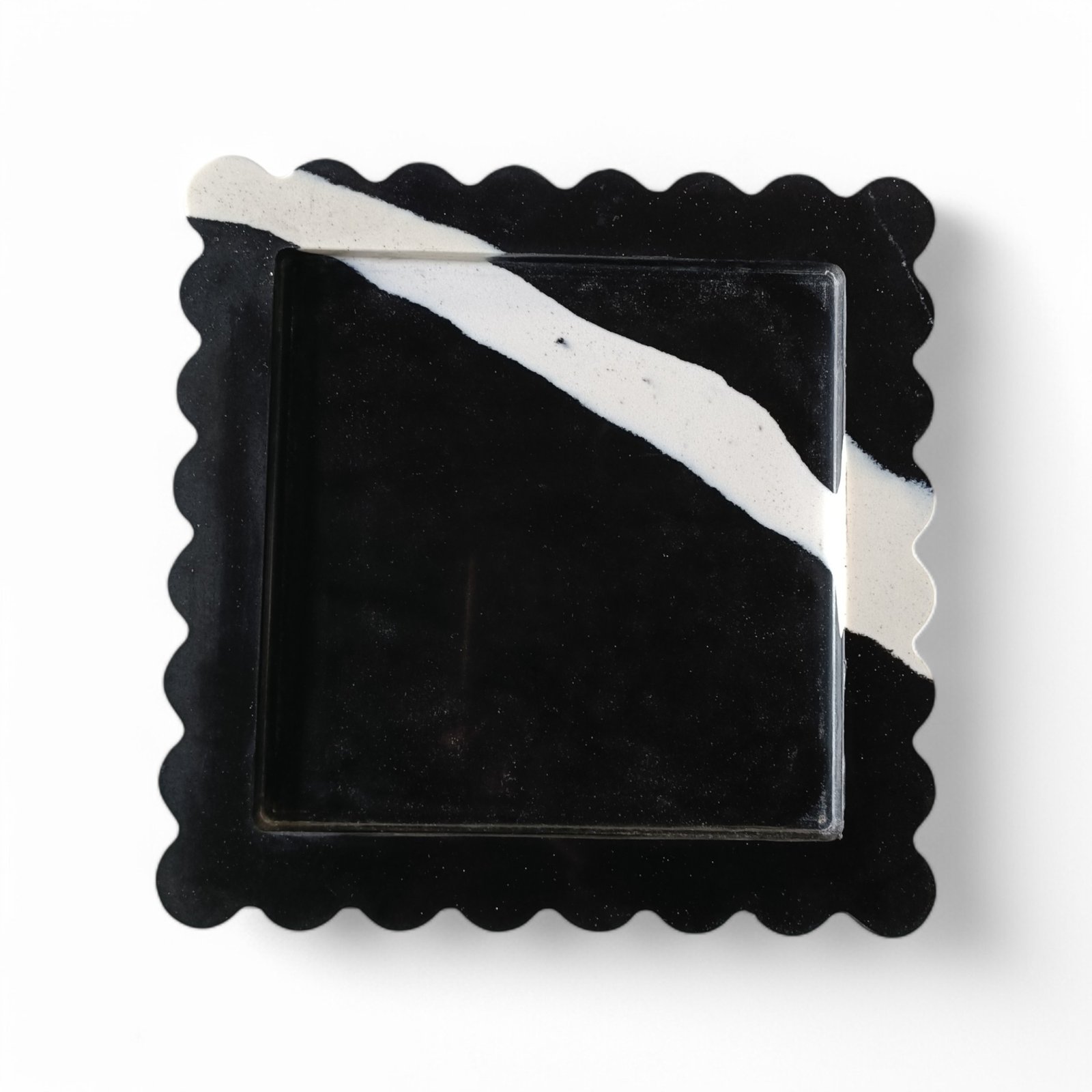Black Quartz Scalloped Serving Tray – 11 Inch Decorative Tray