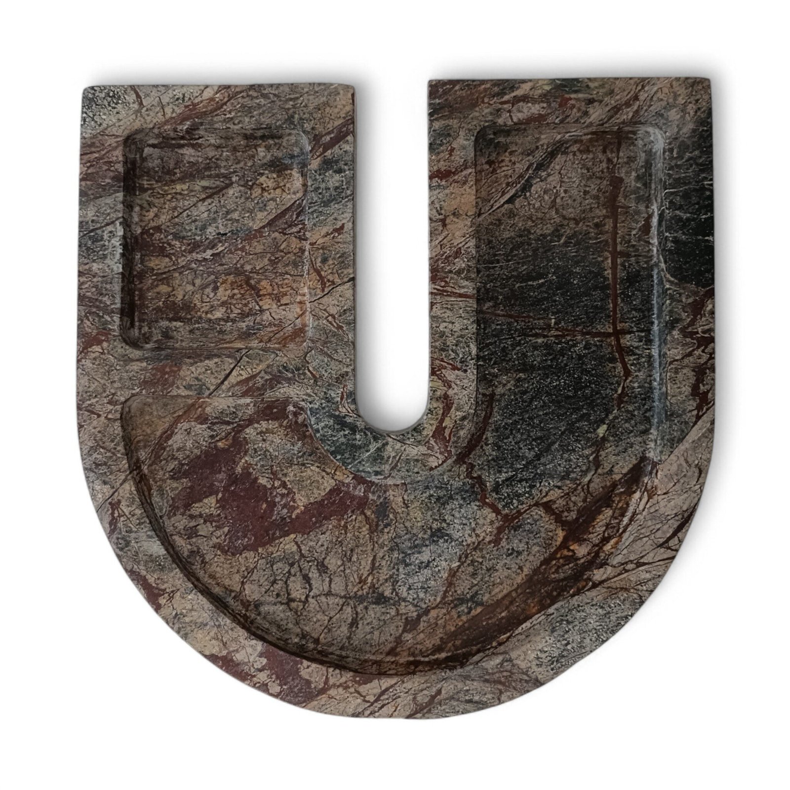 Handmade U-Shape Rainforest Marble Serving Tray – 9 Inch