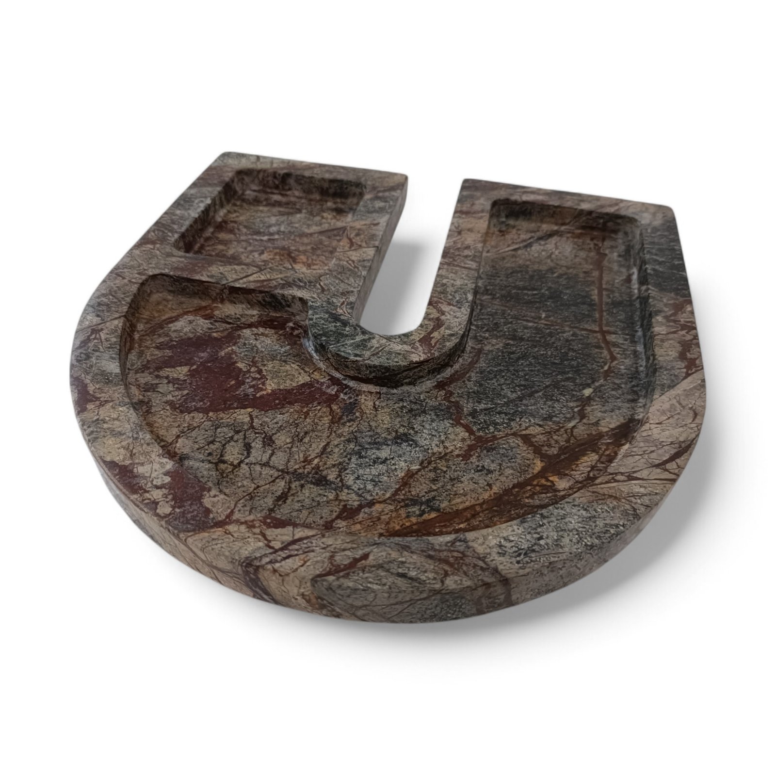 Handmade U-Shape Rainforest Marble Serving Tray – 9 Inch - Image 2