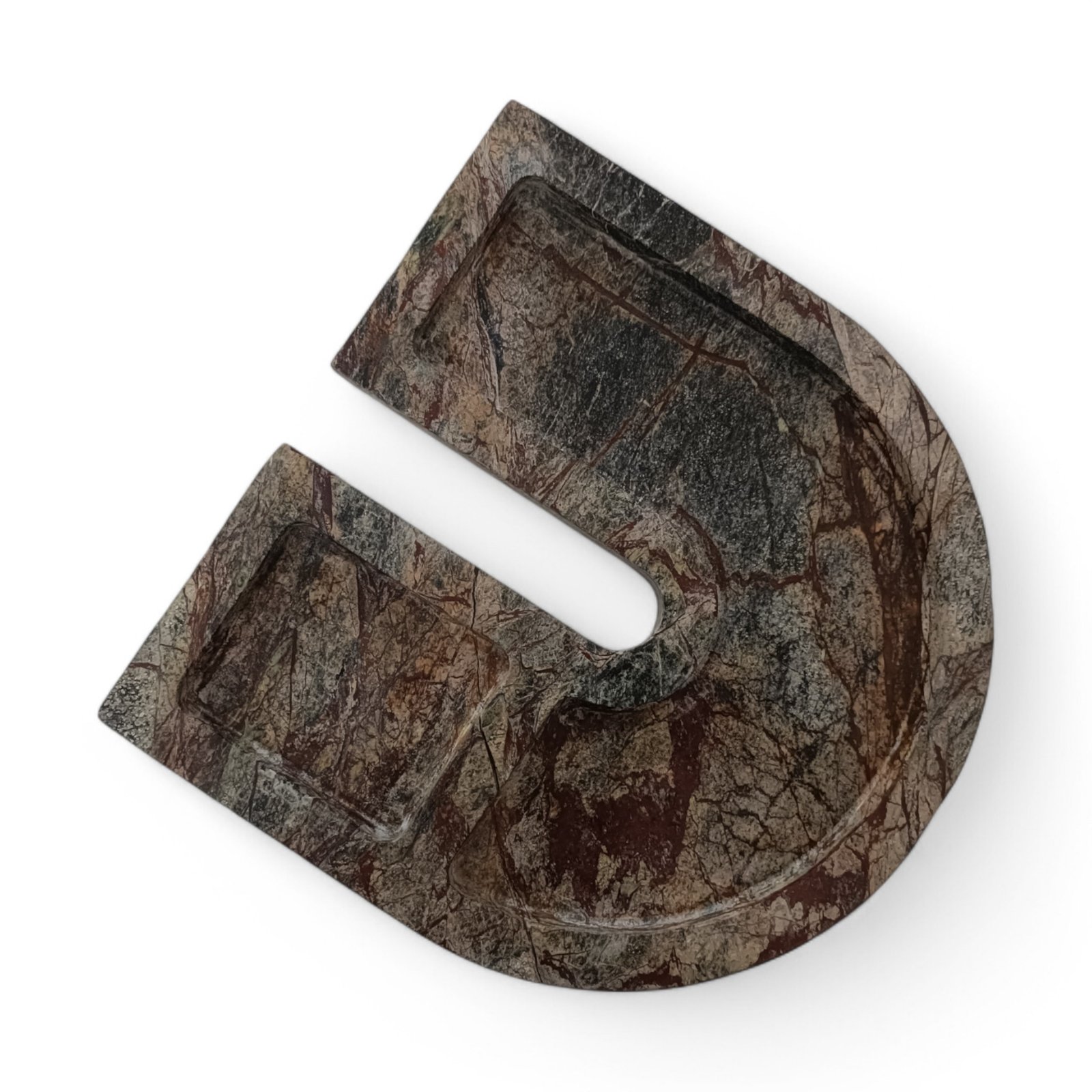 Handmade U-Shape Rainforest Marble Serving Tray – 9 Inch - Image 3