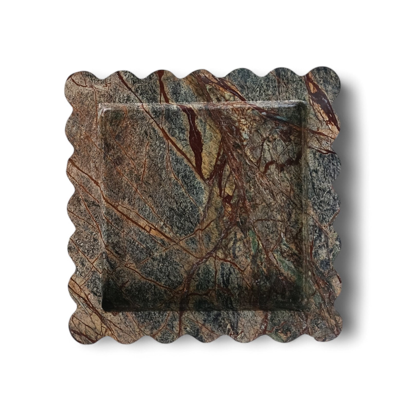 Rainforest Dark Brown Marble Serving Tray – 8 Inch Scalloped - Image 2