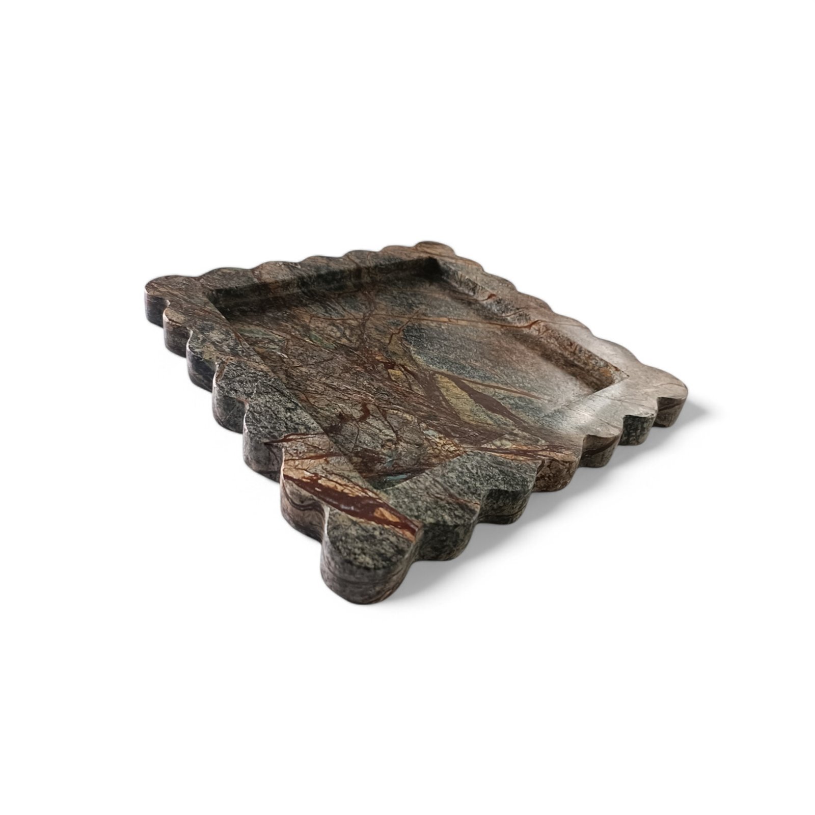 Rainforest Dark Brown Marble Serving Tray – 8 Inch Scalloped - Image 3
