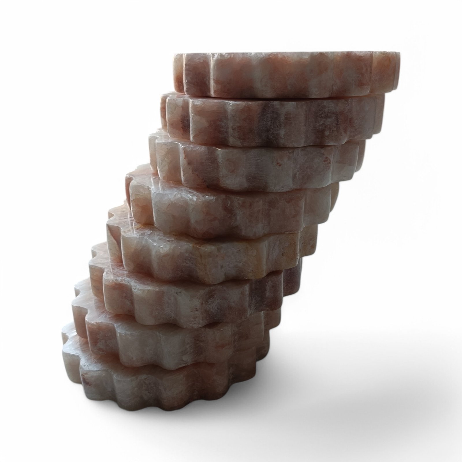 Pink Onyx Scalloped Marble Coasters – Set of 6 (4x4 Inch, 20mm Thick) - Image 5