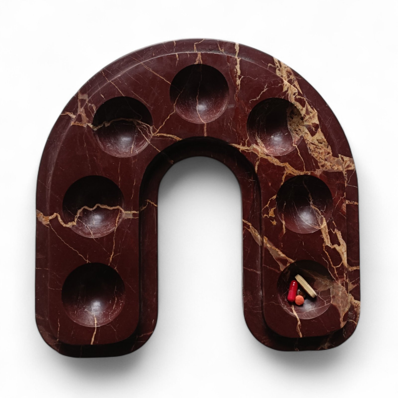 Handcrafted U-Shape Cherry Marble Pill Box – 9 Inch Vanity Tray - Image 8