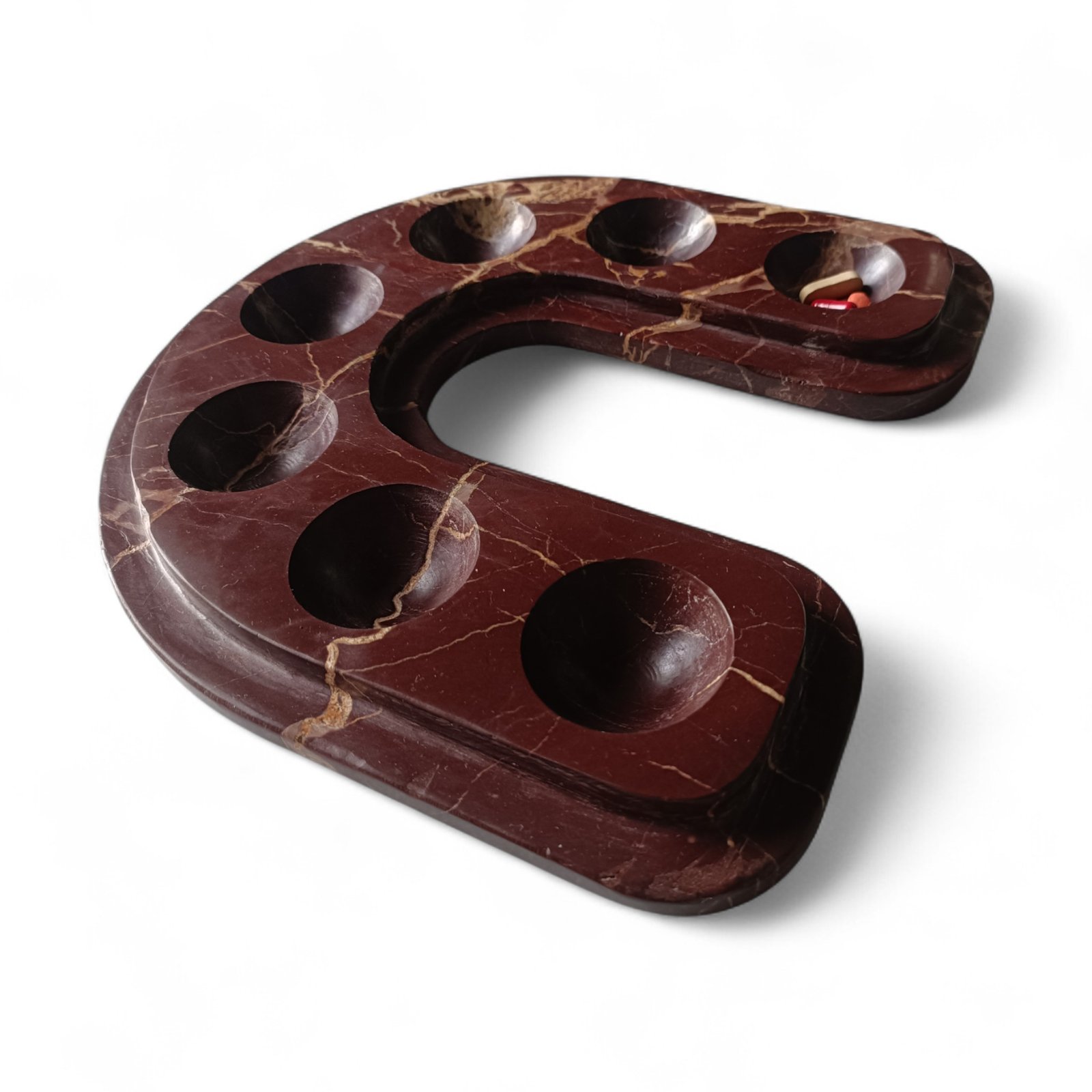 Handcrafted U-Shape Cherry Marble Pill Box – 9 Inch Vanity Tray - Image 7