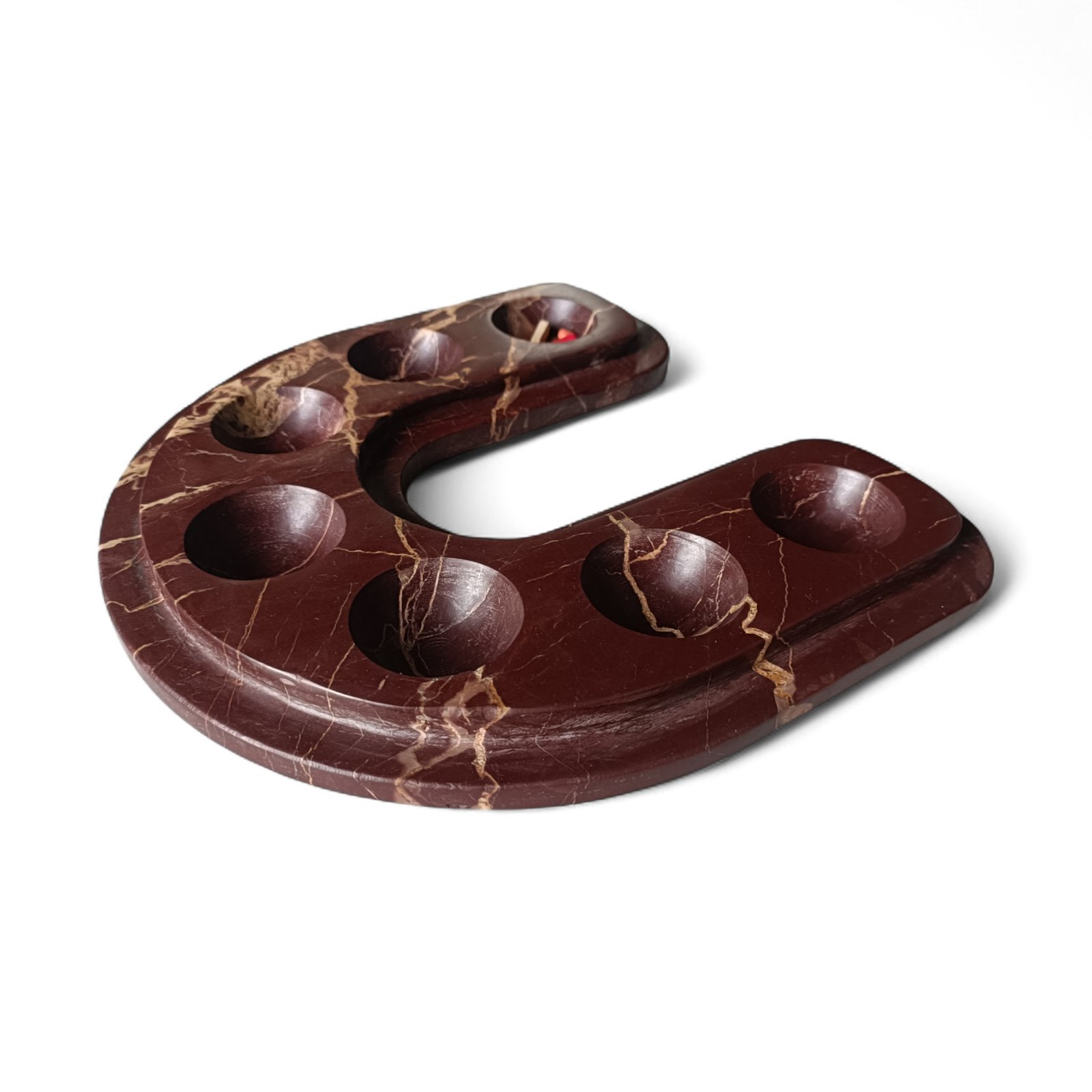 Handcrafted U-Shape Cherry Marble Pill Box – 9 Inch Vanity Tray - Image 6