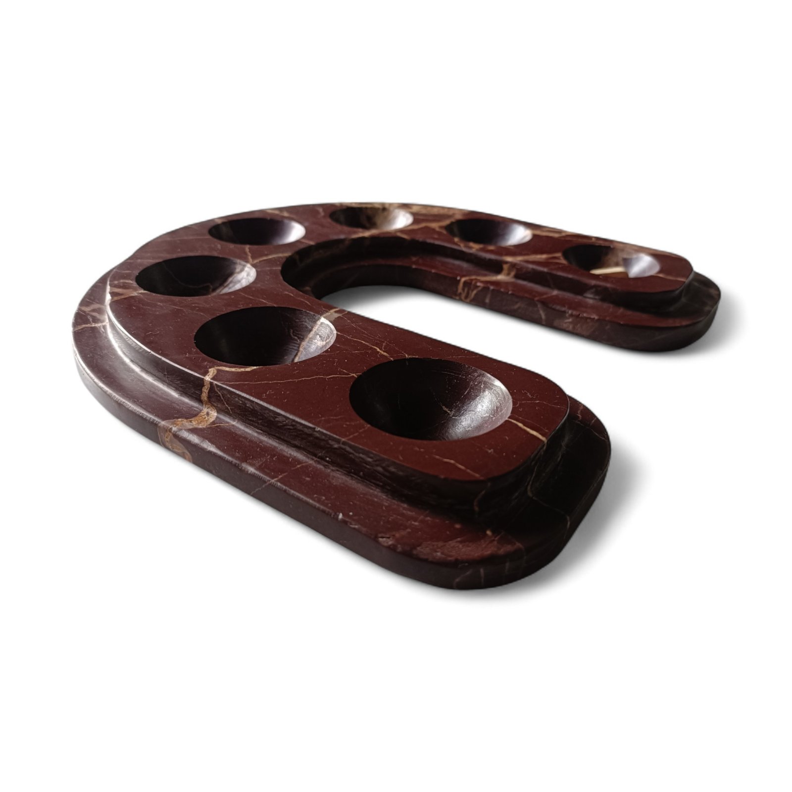 Handcrafted U-Shape Cherry Marble Pill Box – 9 Inch Vanity Tray - Image 5