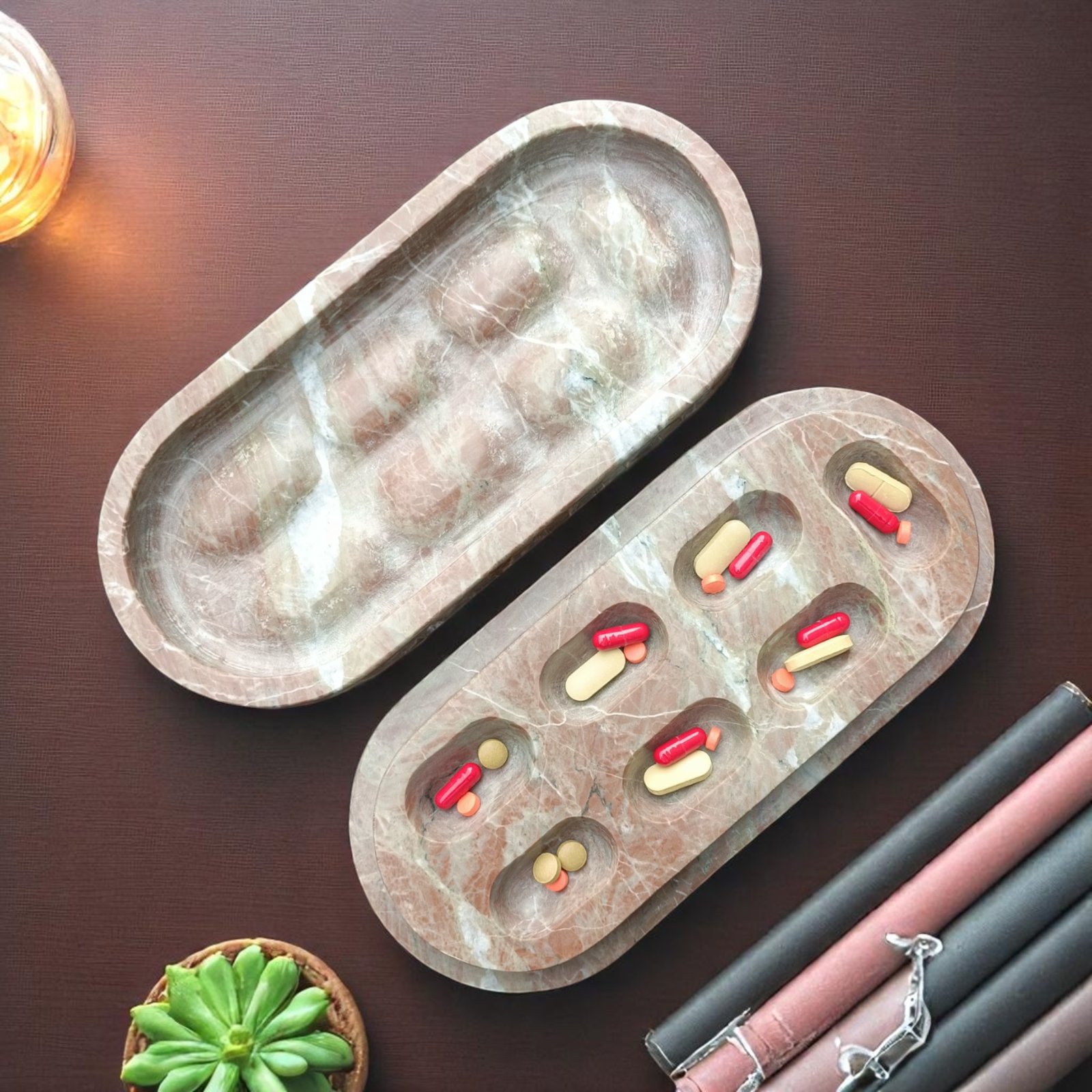 CAPSULE Marble Pill Box – Pink Stone Luxury Organizer
