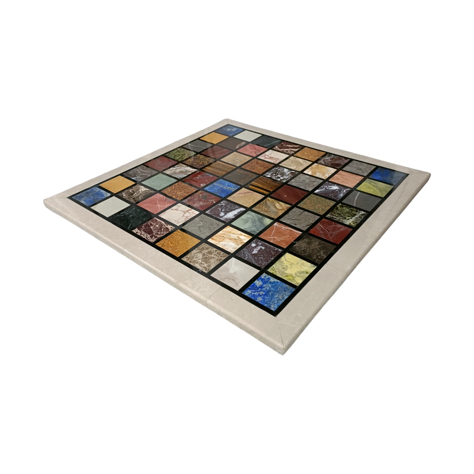 Handcrafted Multicolor Marble Mosaic Table Top | Square Inlay Stone Tabletop | Decorative Coffee & Side Table Top | Natural Stone Art - Image 2